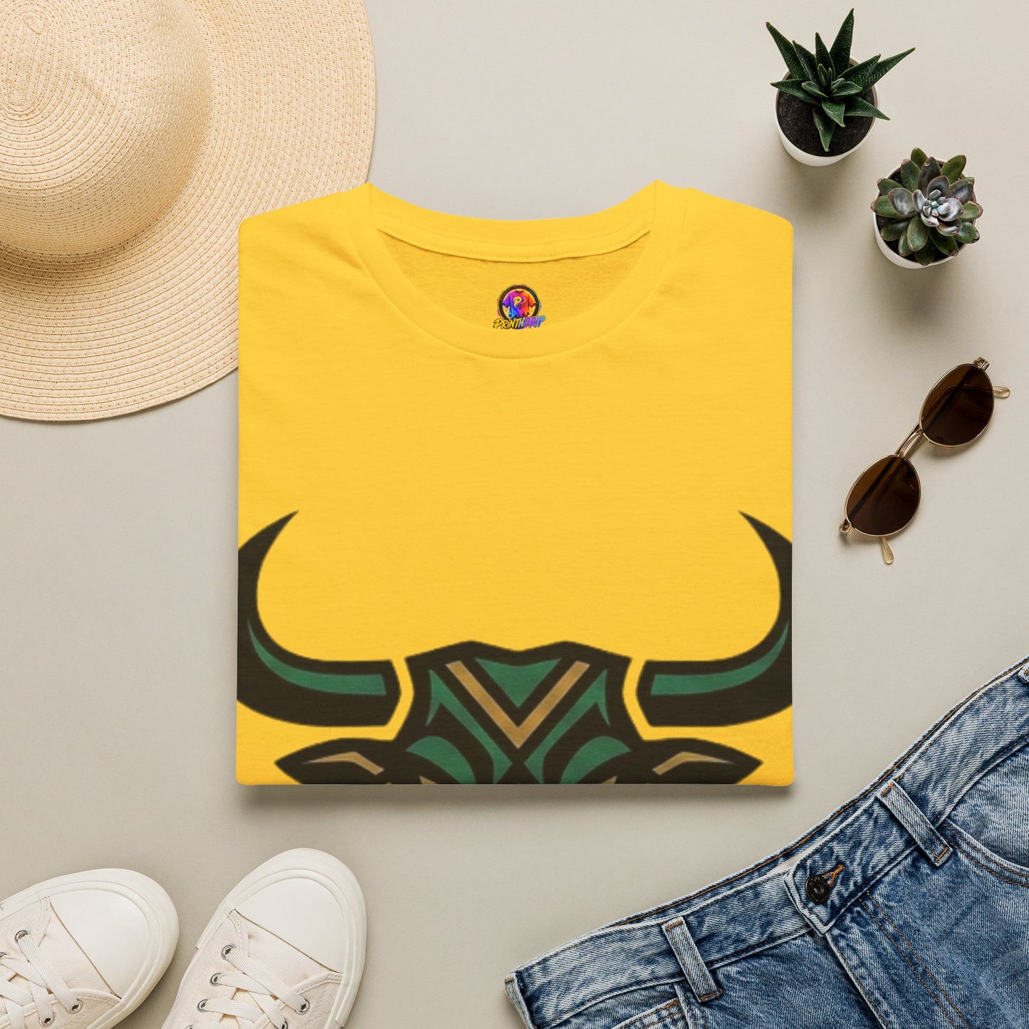 Bull Head Graphic T-Shirt — Tribal Geometric Rodeo Tee