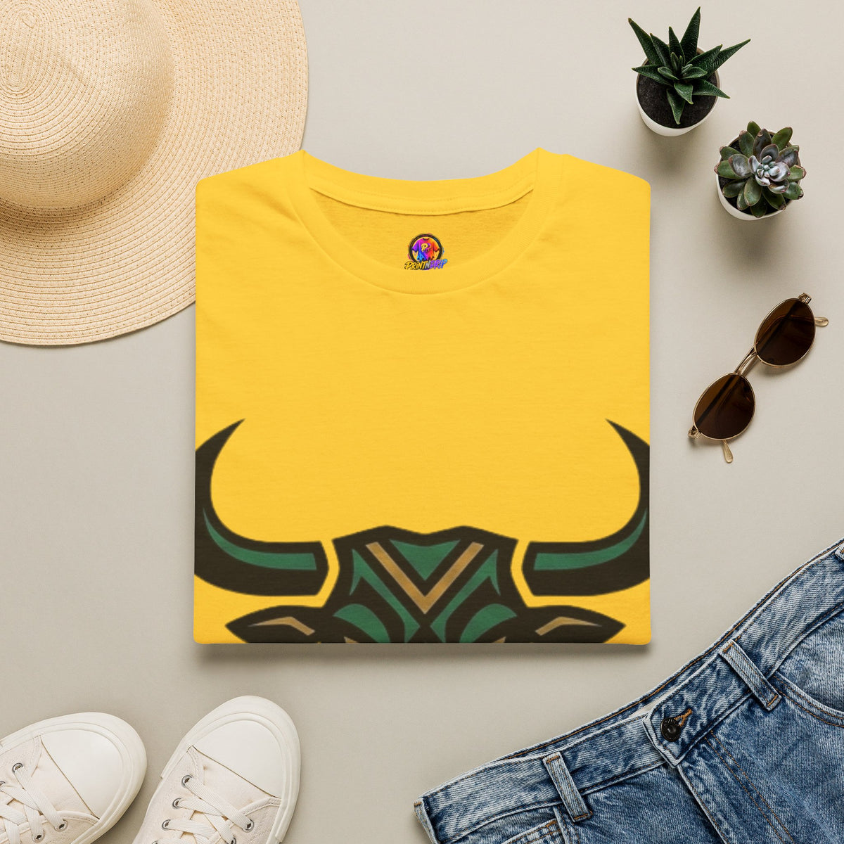 Bull Head Graphic T-Shirt — Tribal Geometric Rodeo Tee