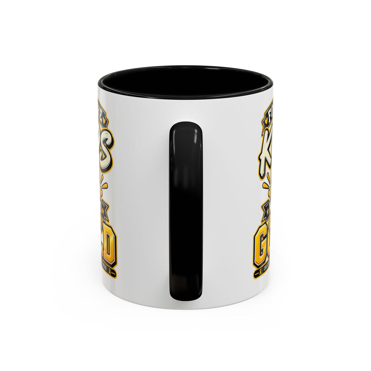For The Kids We Go Gold Accent Coffee Mug — Childhood Cancer Awareness 11/15oz