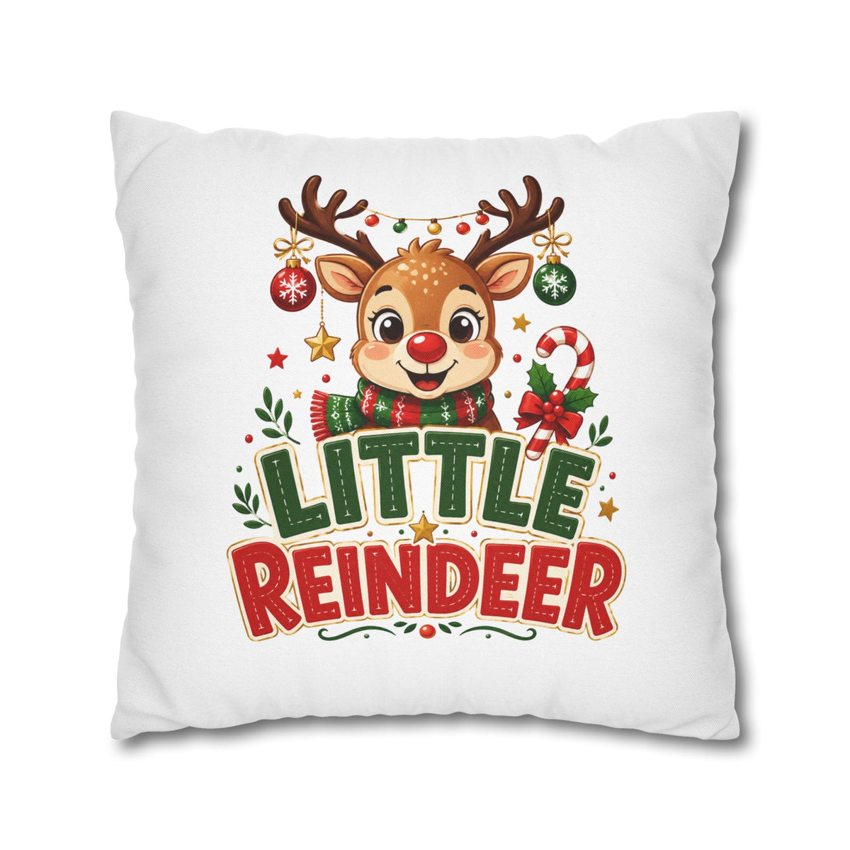 Christmas Little Reindeer Holiday Pillowcase – Cute Christmas Throw Pillow Cover