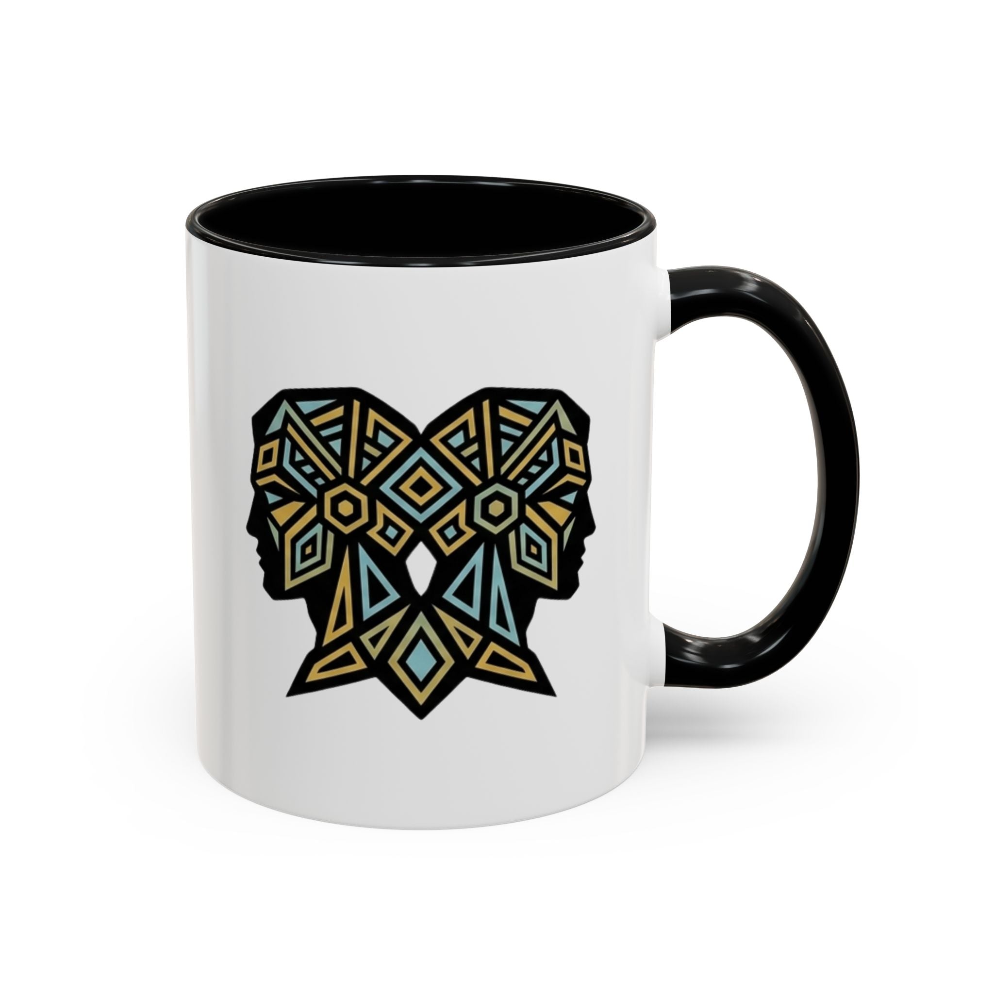 Geometric Elephant Accent Coffee Mug — Tribal Mosaic Design