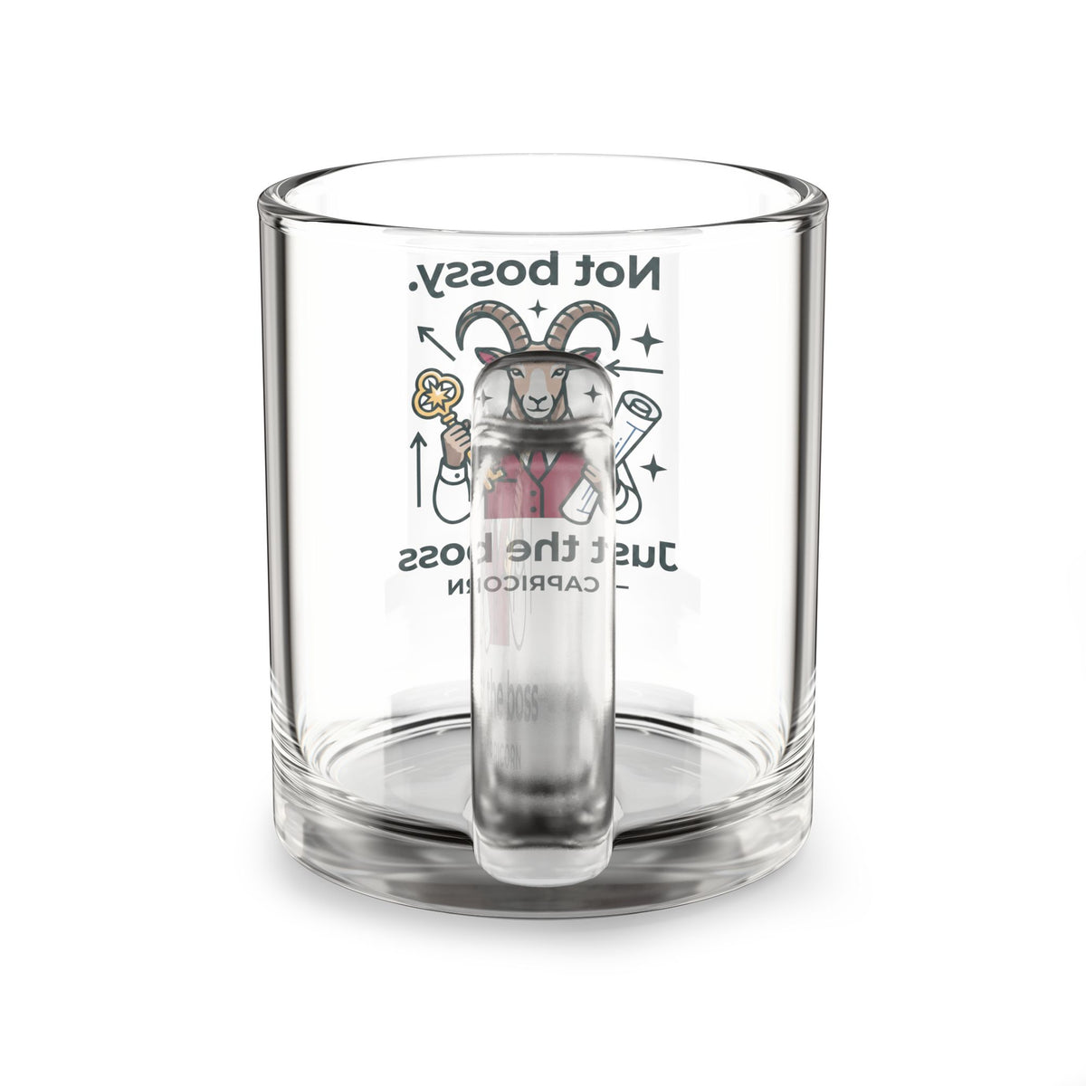 Capricorn Glass Mug — "Not Bossy. Just the Boss" 10oz Zodiac Coffee Cup