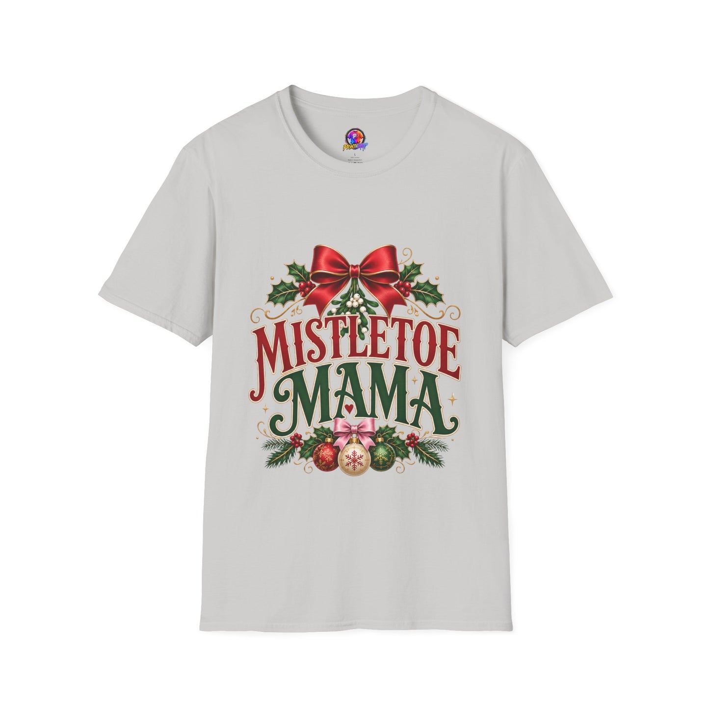 Mistletoe Mama T-Shirt — Festive Christmas Holiday Tee with Bow & Holly