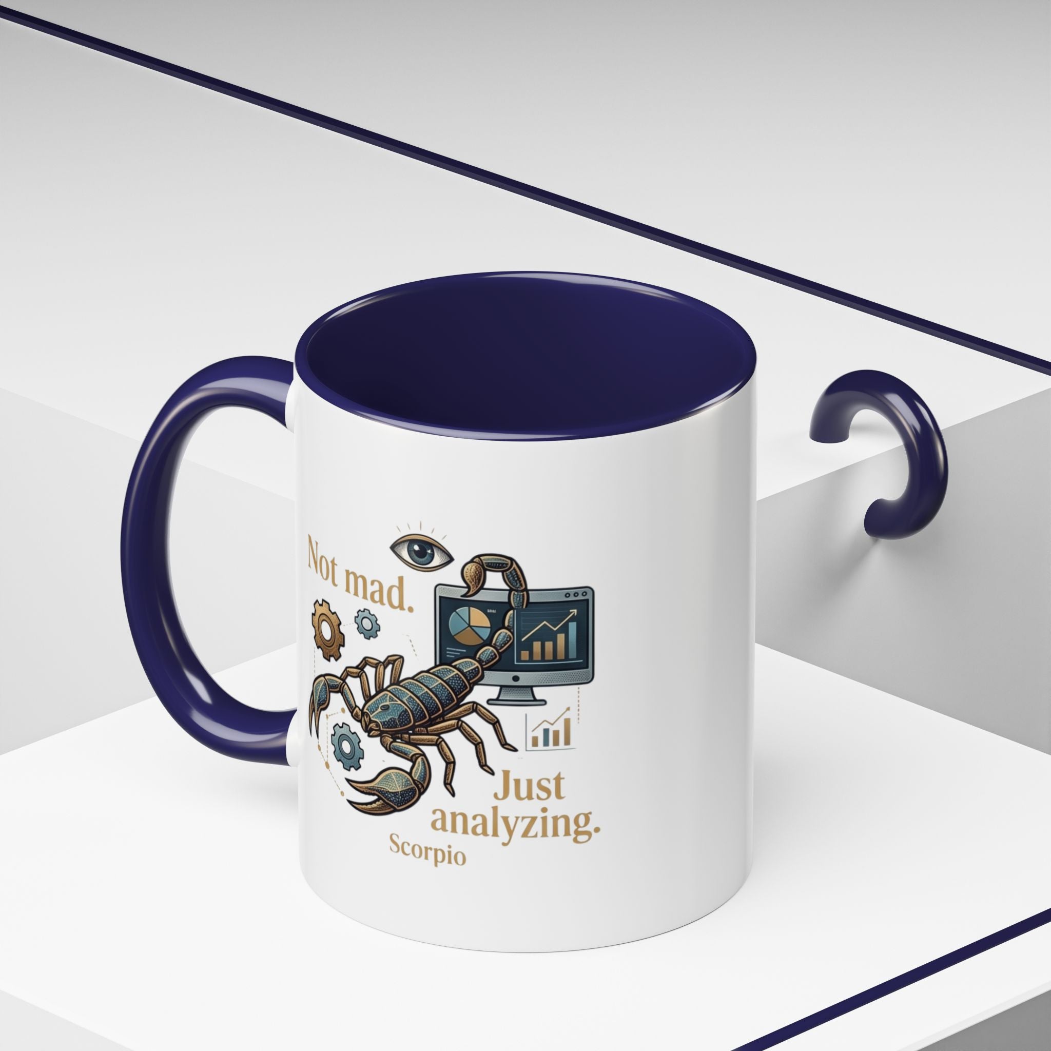 Scorpio Coffee Mug — "Not Mad. Just Analyzing." Accent 11/15oz