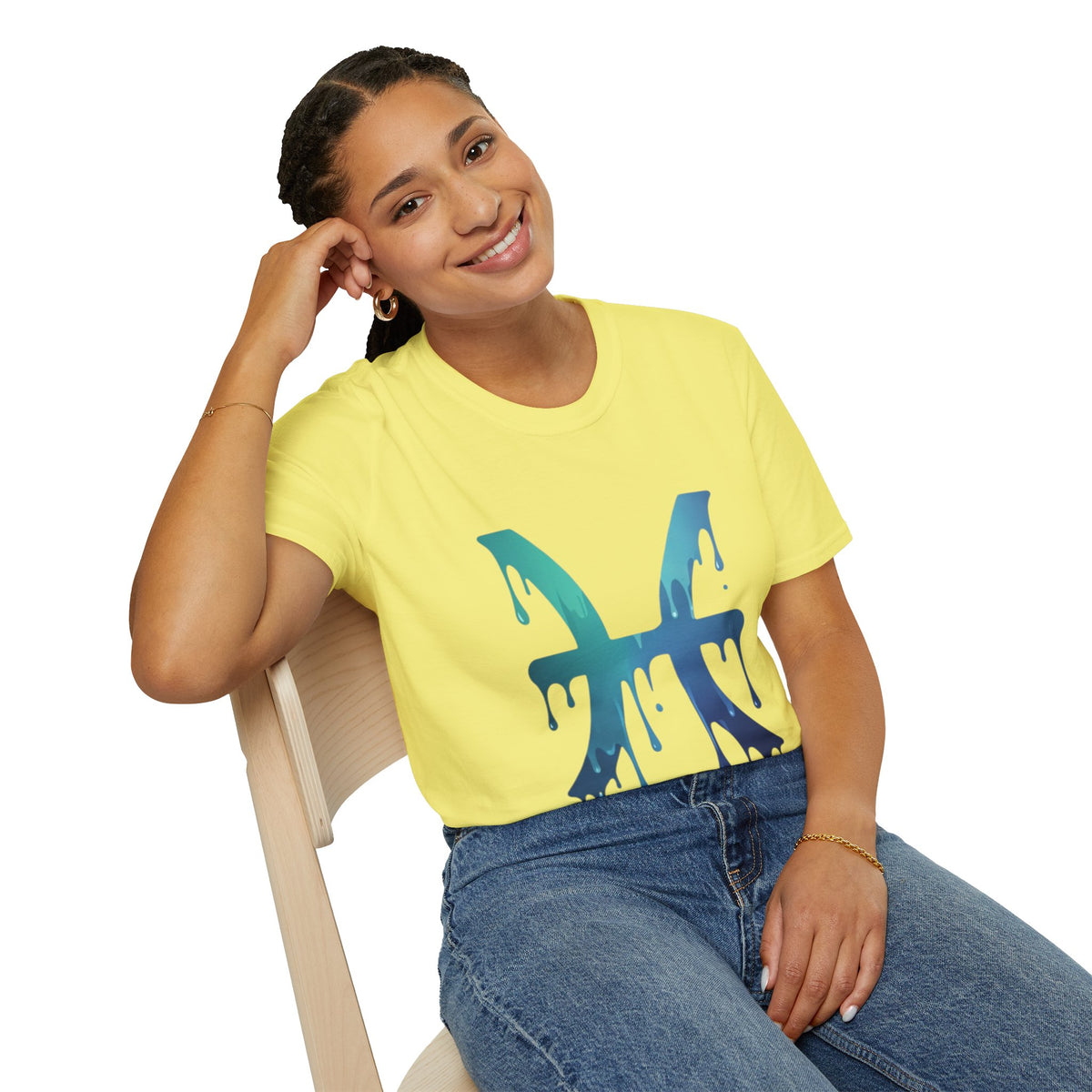 Pisces Drip Zodiac T-Shirt — Blue Gradient Astrological Tee