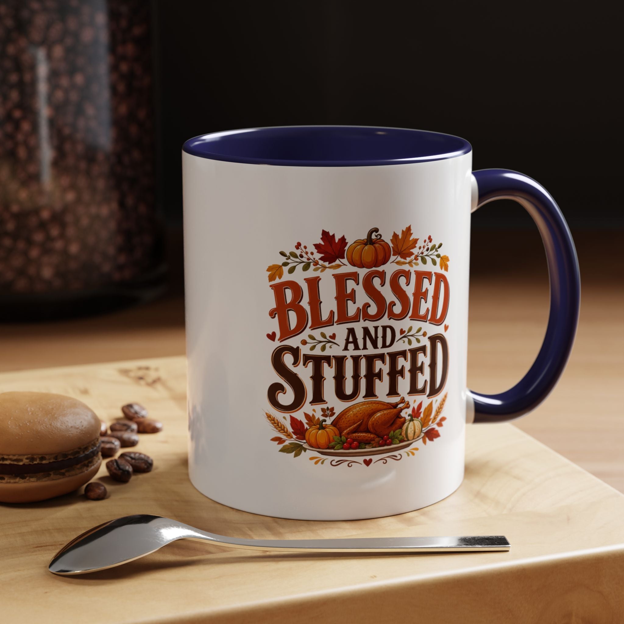 Thanksgiving Mug Blessed and Stuffed Coffee Mug — Thanksgiving Fall Ceramic Accent Mug
