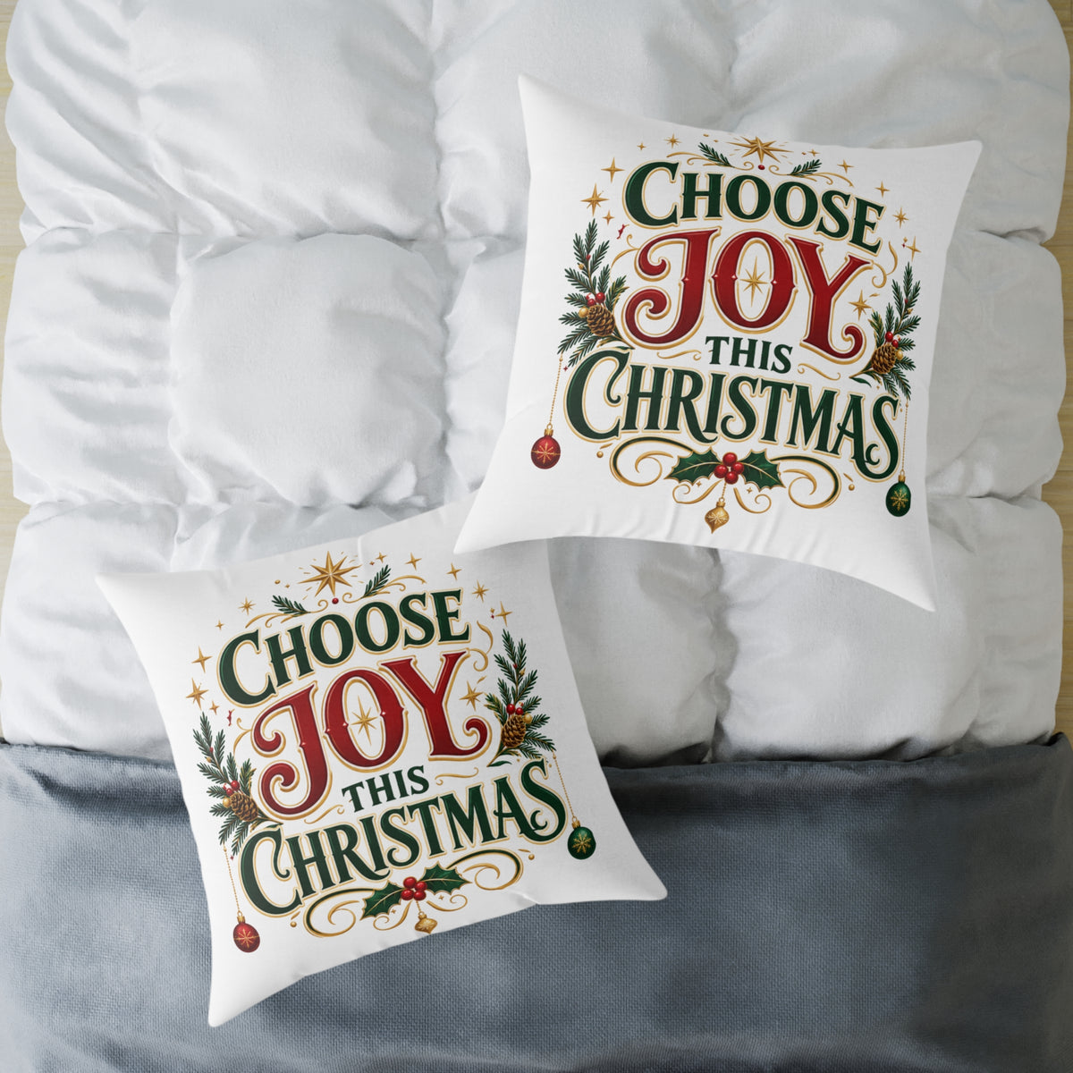 Choose Joy This Christmas Square Poly Canvas Pillow