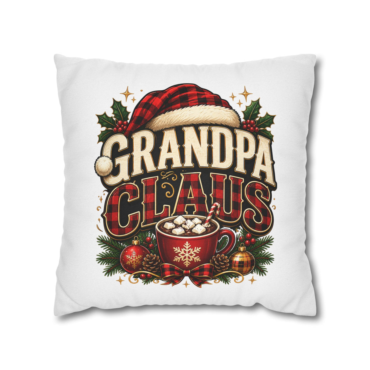Christmas Grandpa Claus Holiday Pillowcase – Festive Christmas Throw Pillow Cover