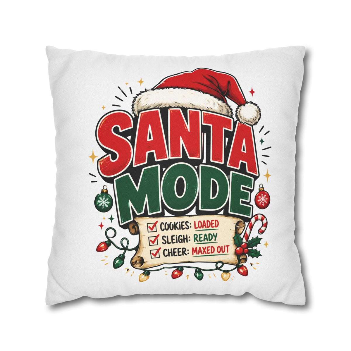 Christmas Santa Mode Holiday Throw Pillow — 'Santa Mode' Festive Decorative Pillowcase