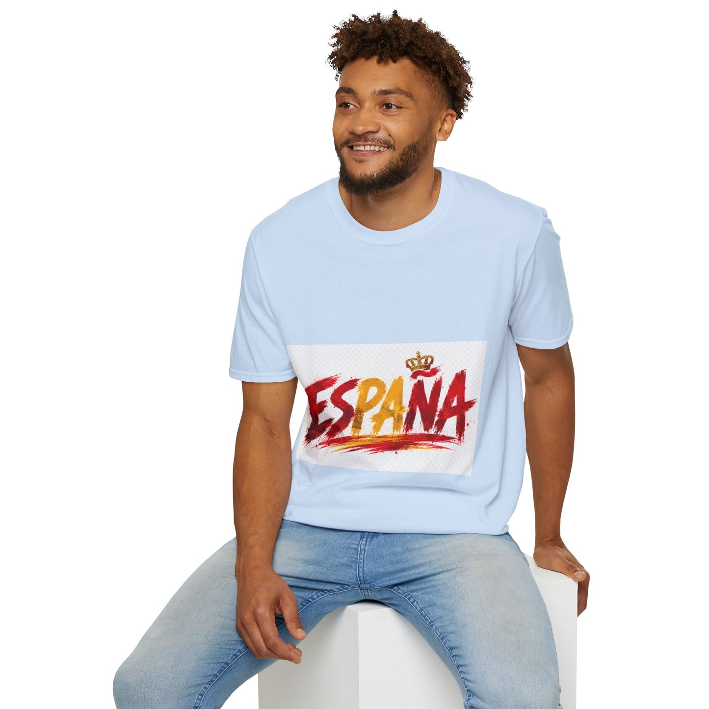 Spain  Graphic T-Shirt — Spanish Flag Brushstroke Design with Crown