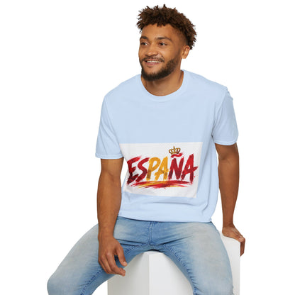 Spain  Graphic T-Shirt — Spanish Flag Brushstroke Design with Crown