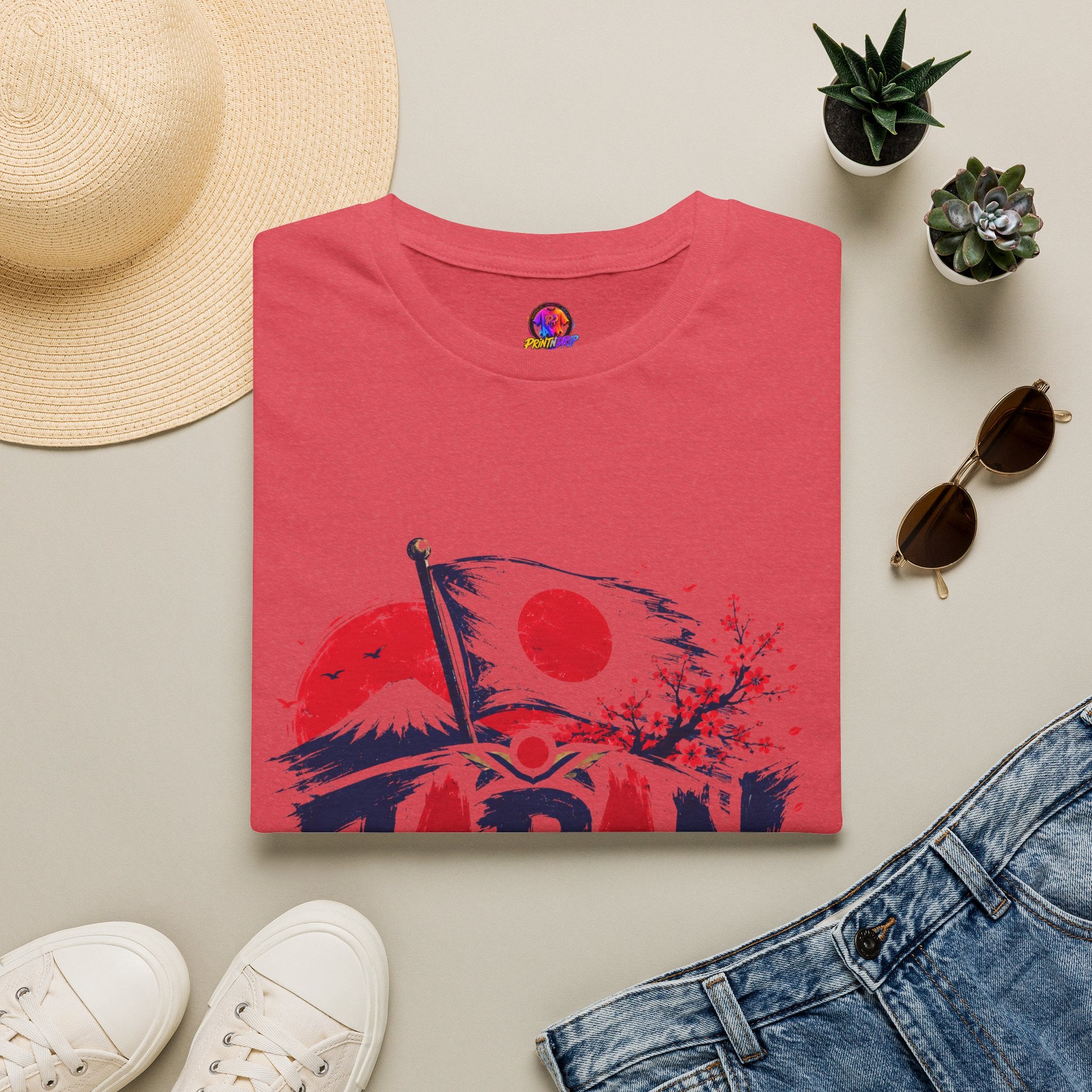 Japan Soccer T-Shirt — Japanese Flag & Cherry Blossom Football Graphic