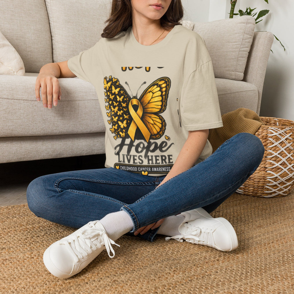 Hope Lives Here Childhood Cancer Awareness T-Shirt