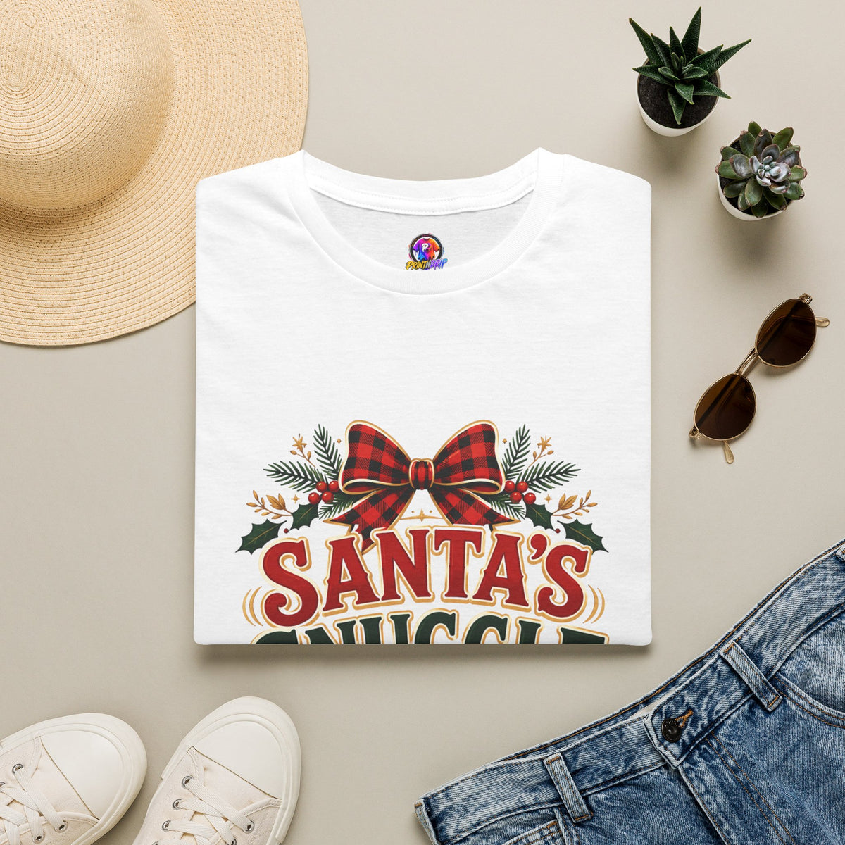 Santa's Snuggle Crew T-Shirt — Cute Christmas Holiday Tee