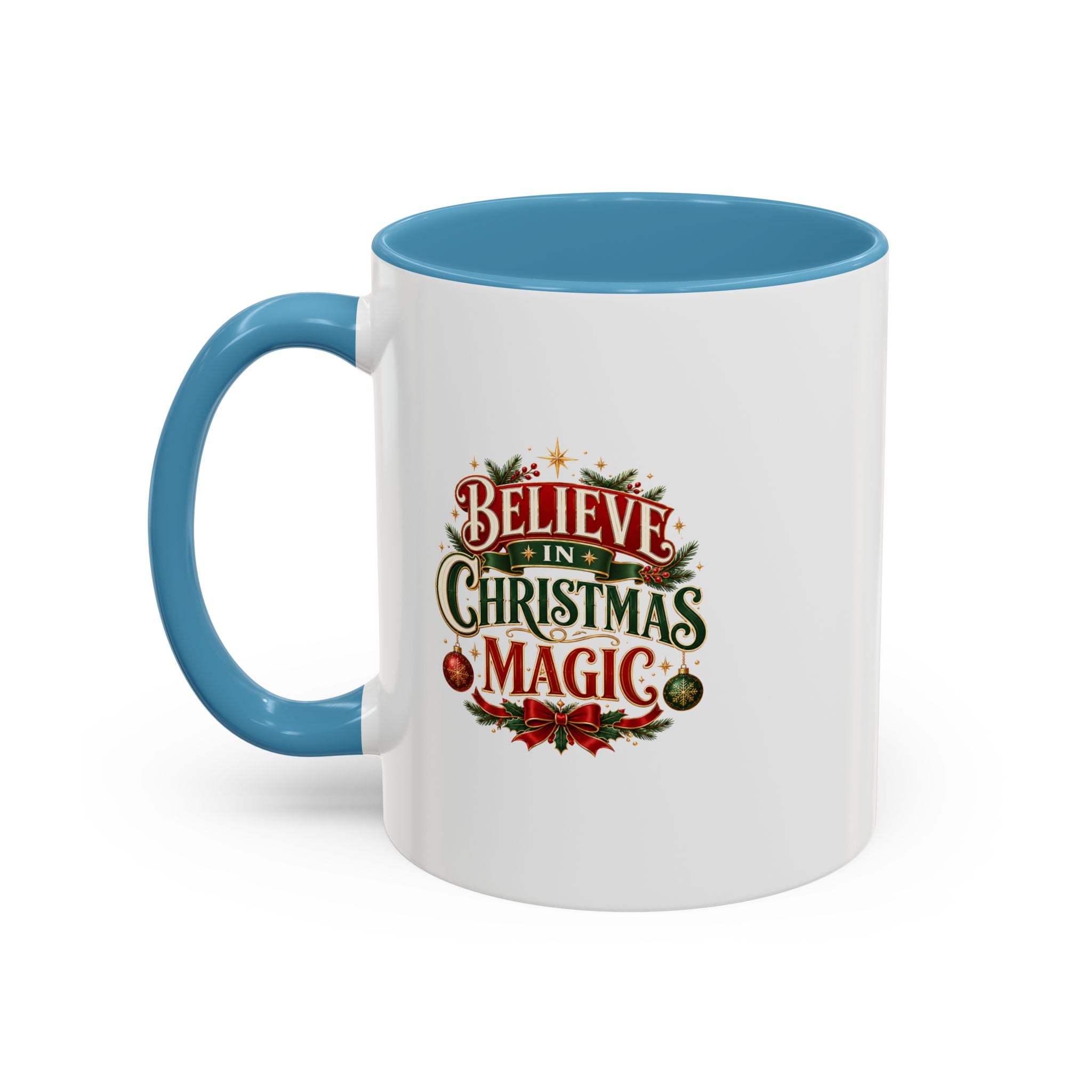 Believe in Christmas Magic Accent Coffee Mug — Festive Holiday ,Ceramic