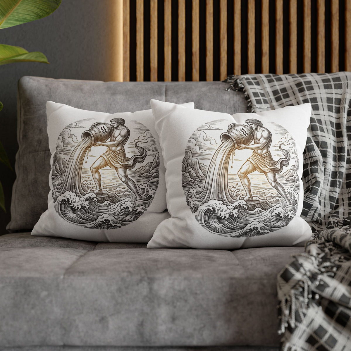 Aquarius Zodiac Throw Pillowcase — Astrology Decorative Pillow Cover