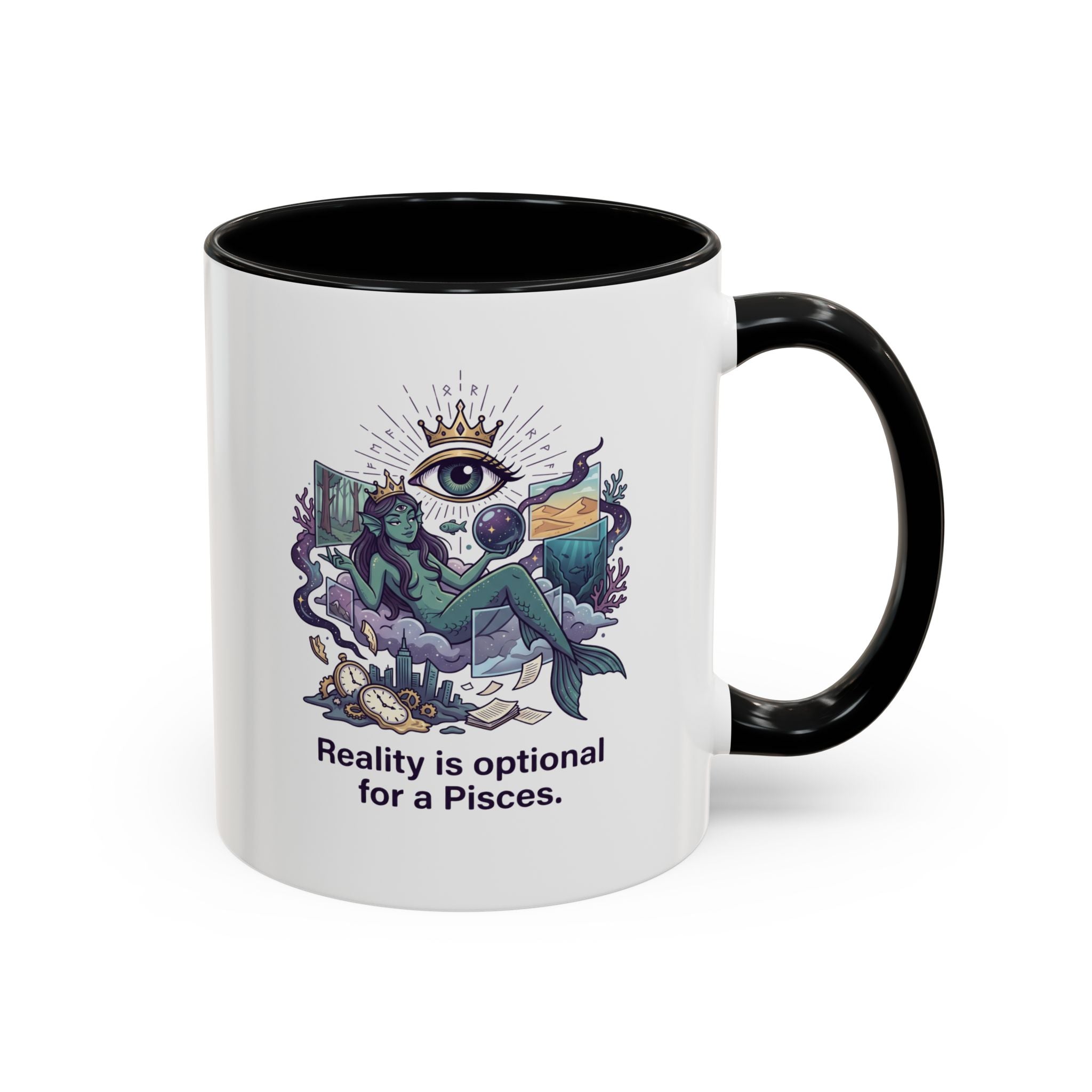 Pisces Zodiac Coffee Mug — "Reality is Optional for a Pisces" Accent Mug