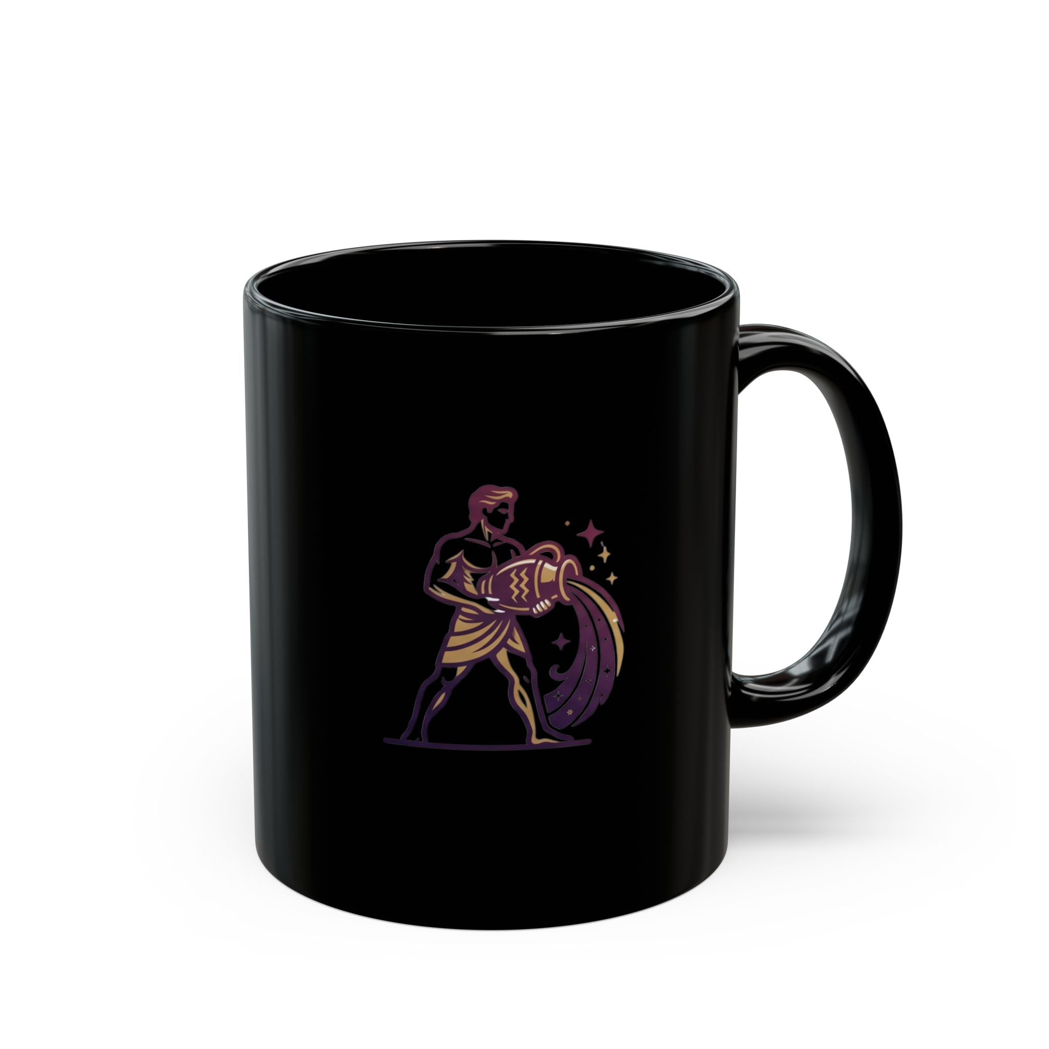 Aquarius Constellation Black Mug — Zodiac Water Bearer Astrology Coffee Cup