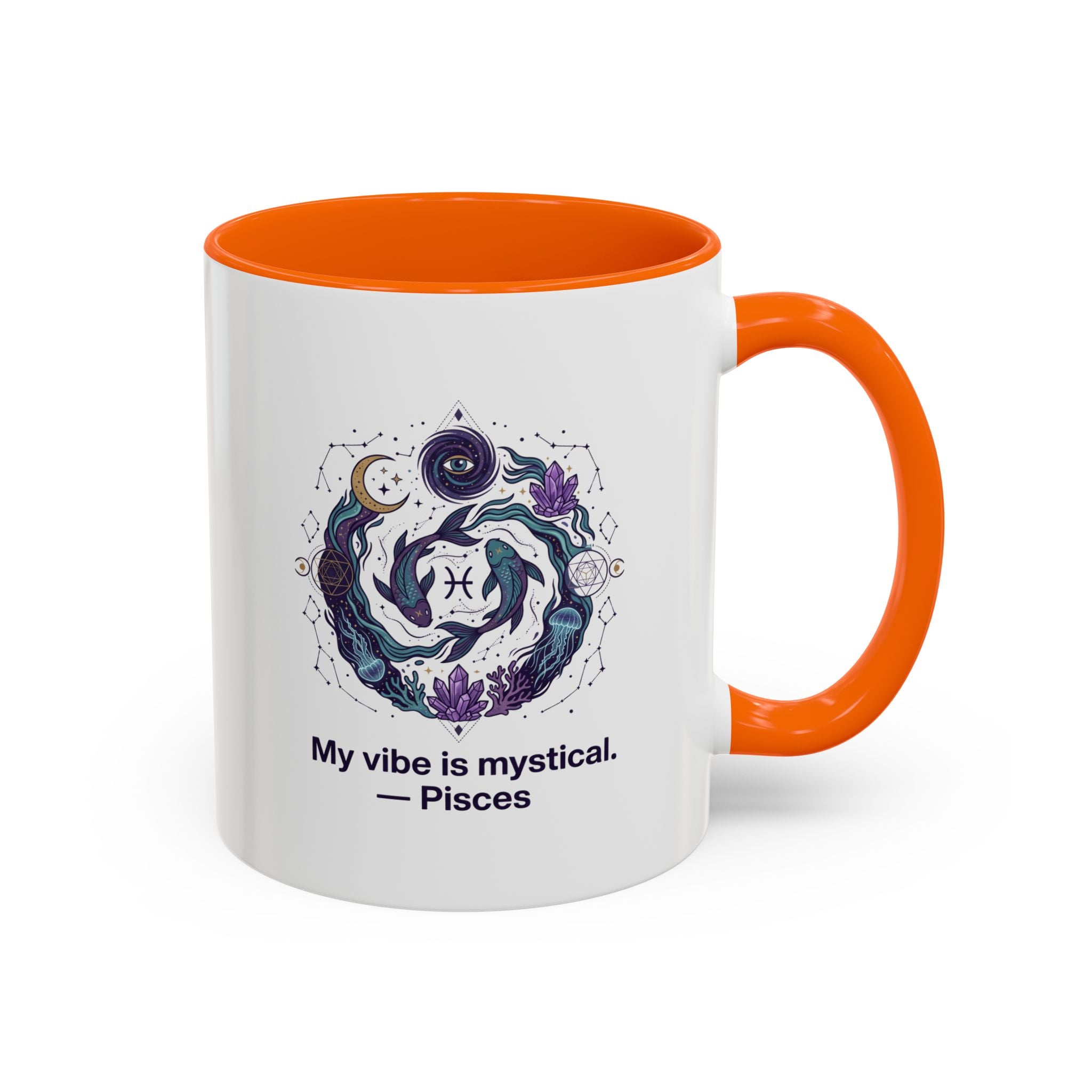 Pisces Zodiac Coffee Mug — "My vibe is mystical" Accent Ceramic Mug