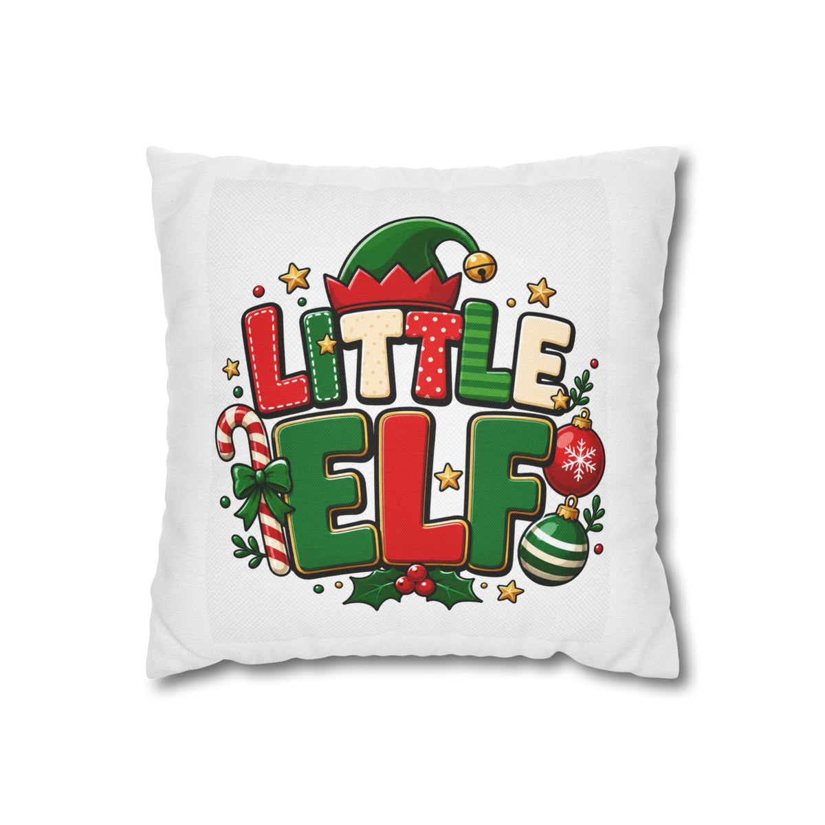 Little Elf Christmas Pillowcase — Cute Holiday Kids Decorative Pillow Cover