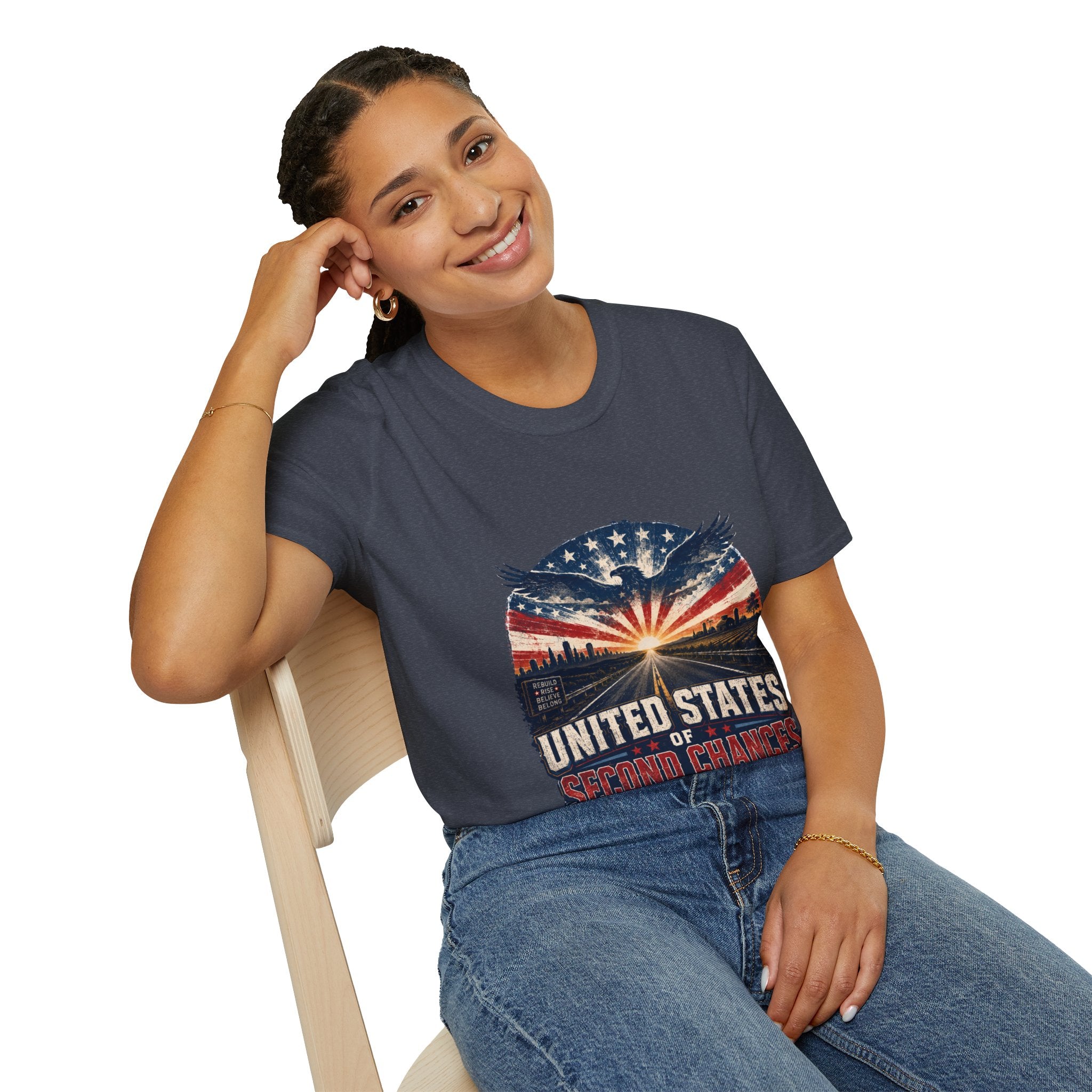 Patriotic Eagle T-Shirt — United States Skyline Vintage Flag Design