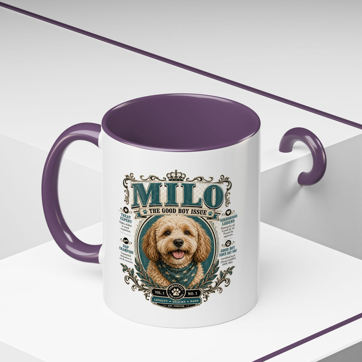 Milo Bailey Dog Dad Mom Milo Dog Portrait Coffee Mug — 'The Good Boy Issue' Accent Mug