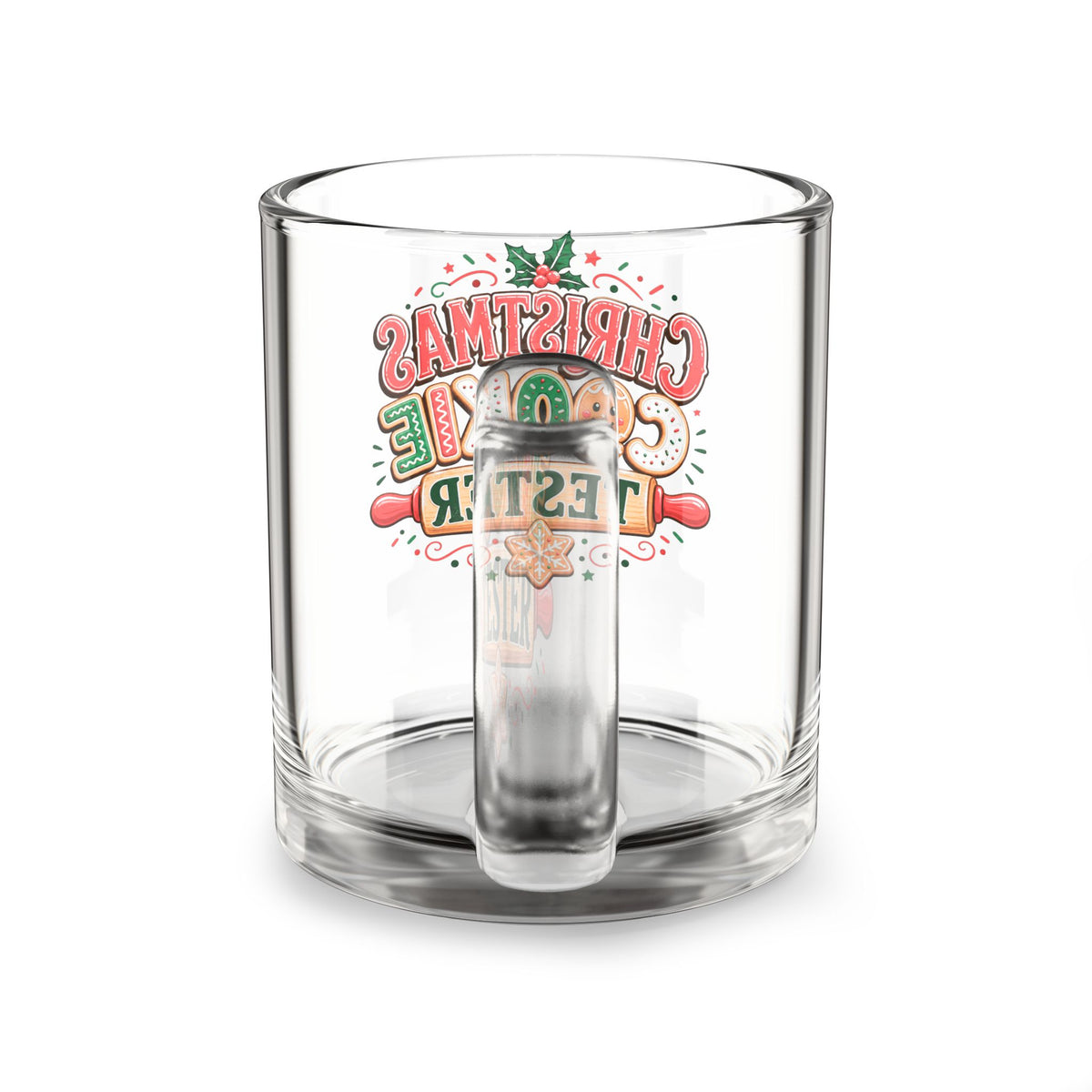 Christmas Glass Mug 10 oz Christmas Cookie Tester Glass Mug — 10oz Holiday Baking Coffee Cup