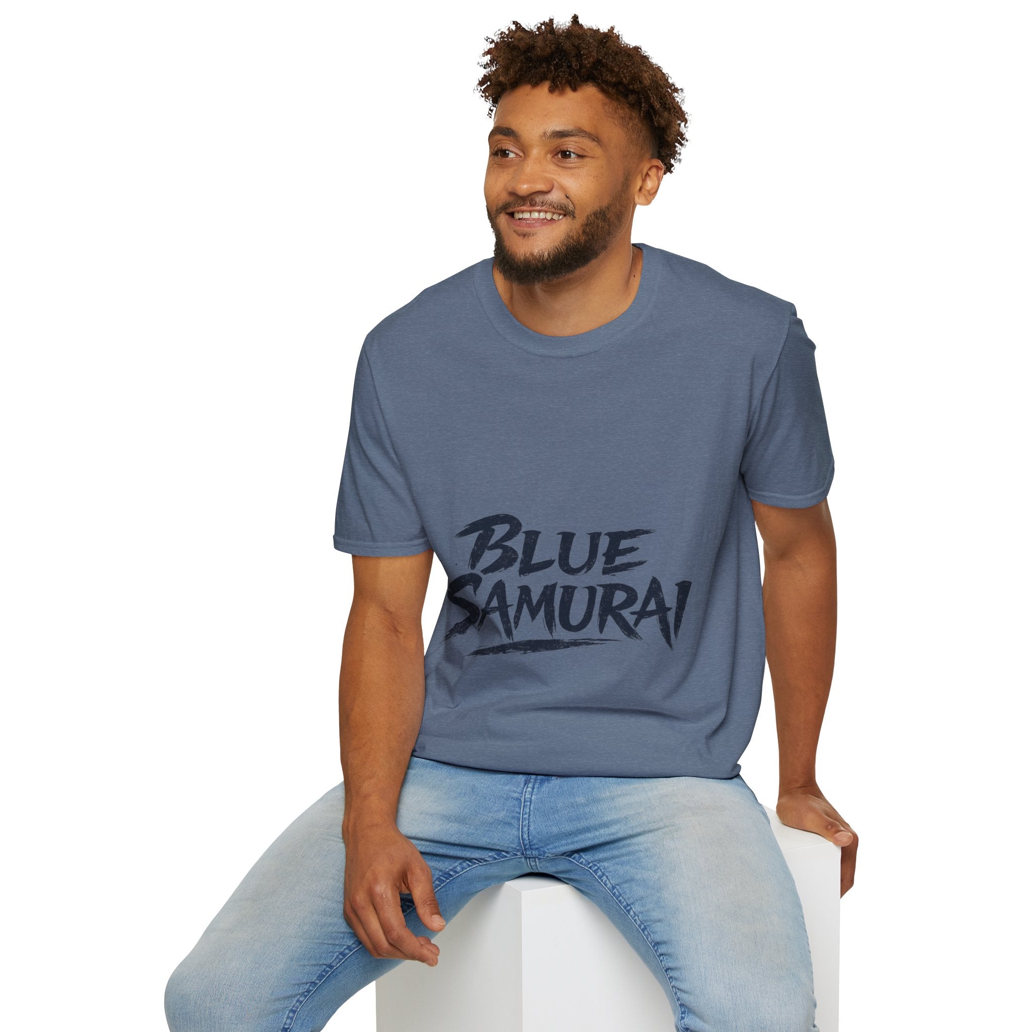 Japan Blue Samurai T-Shirt — Bold Brushstroke Graphic Tee