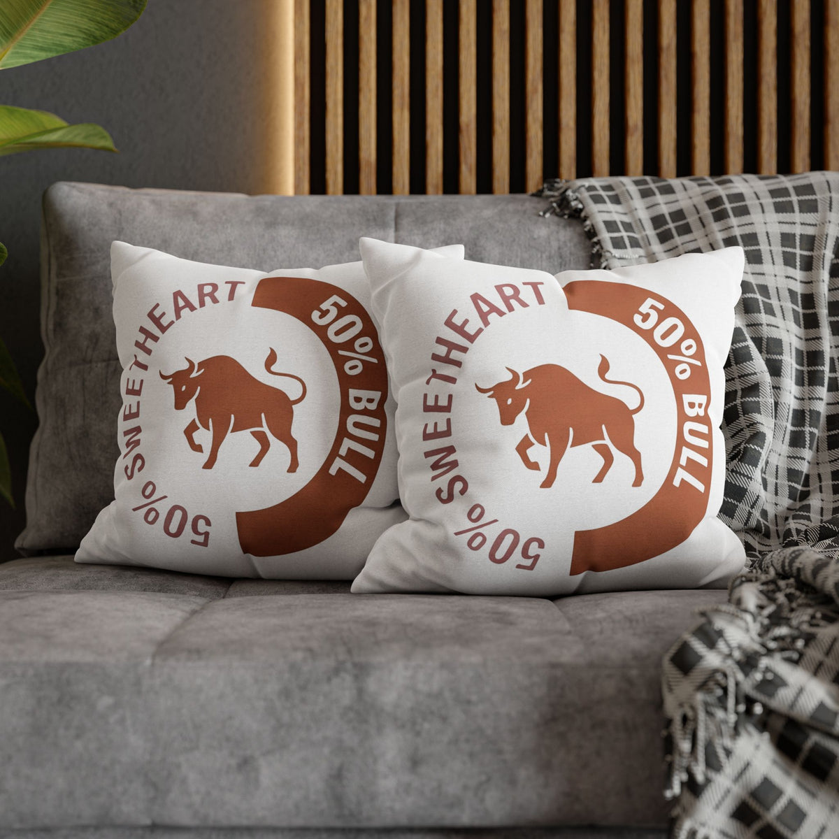 Taurus '50% Bull / 50% Sweetheart' Throw Pillowcase