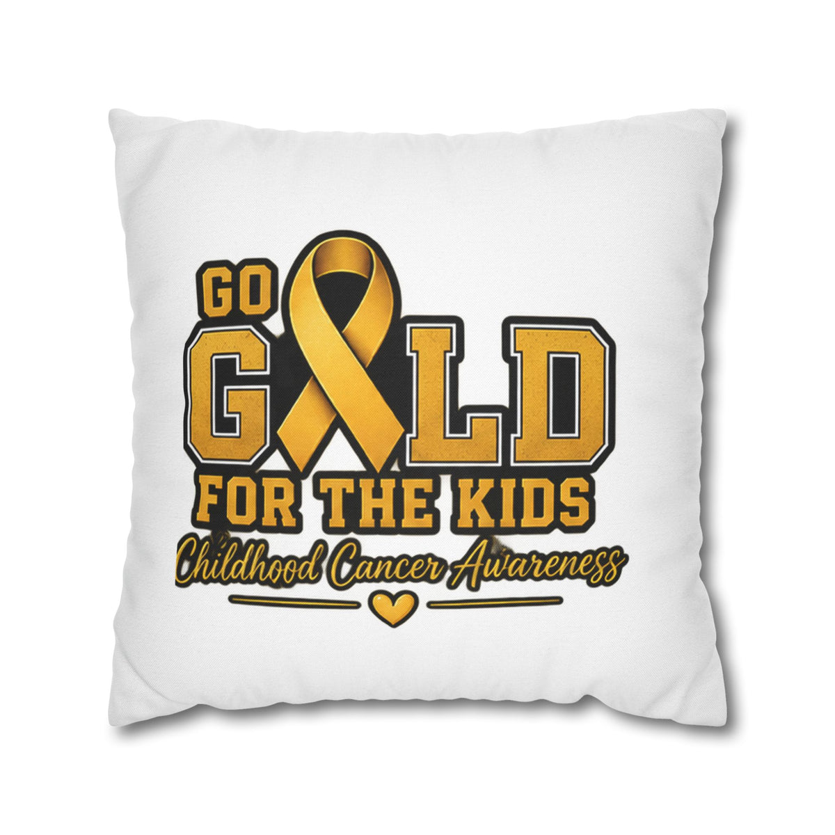 Childhood Cancer Awareness Pillow - "Go Gold For The Kids" Square Throw Pillowcase