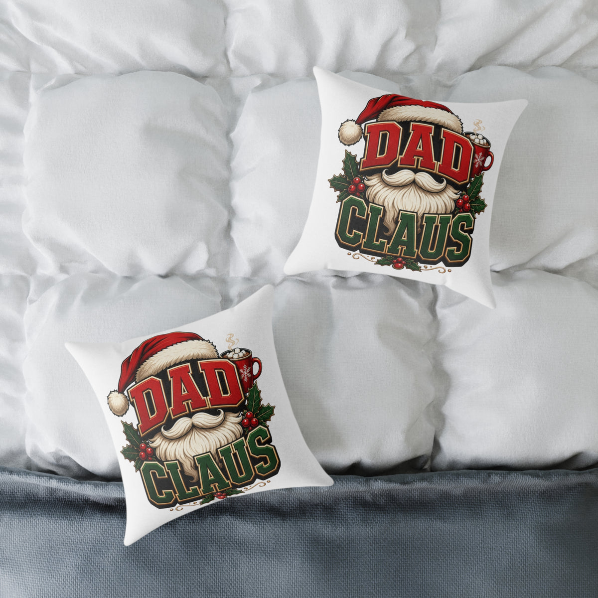 Dad Claus Christmas Pillow - Holiday Santa Dad Decorative Throw Pillow