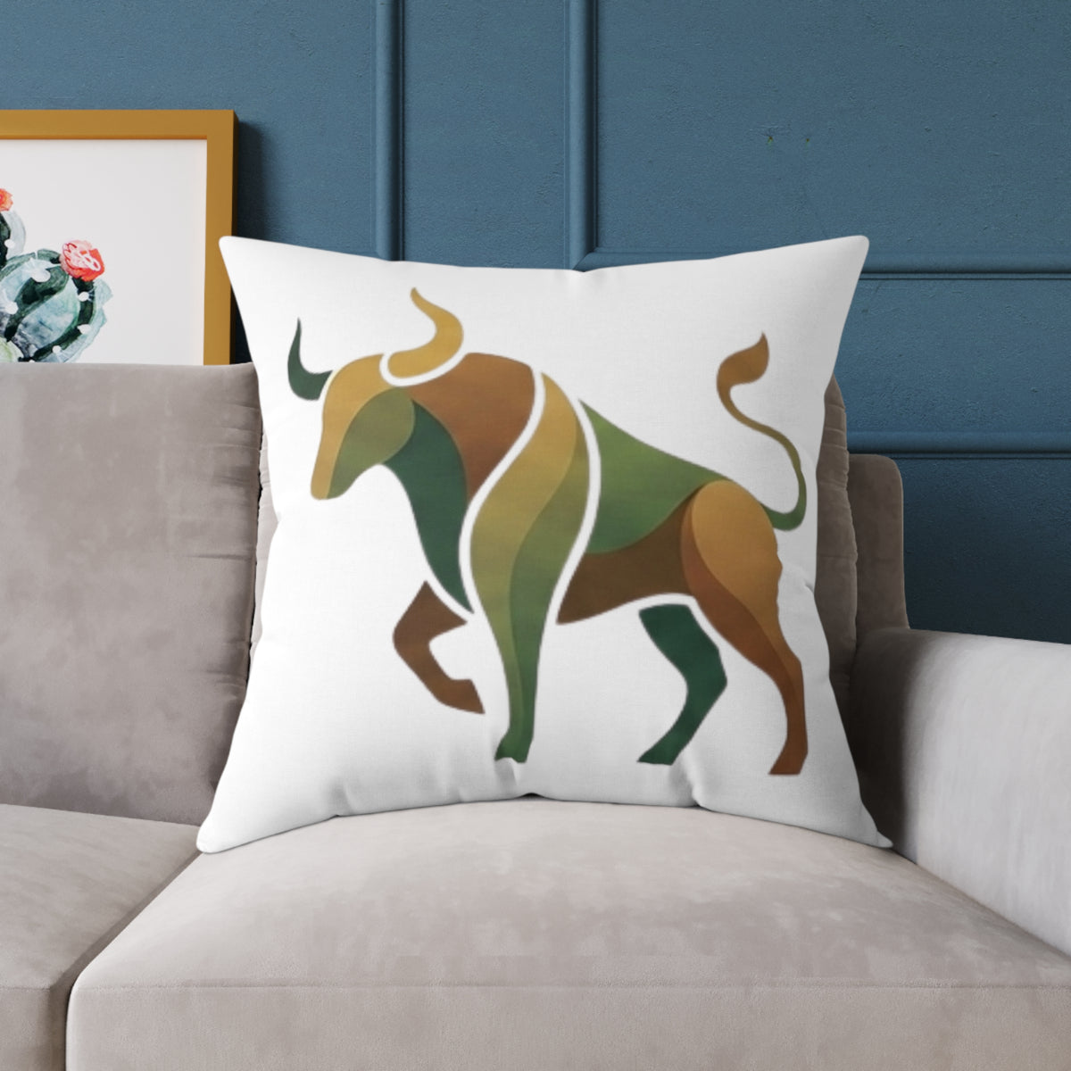 Zodiac Taurus Bull  Astrological Square Poly Canvas Pillow