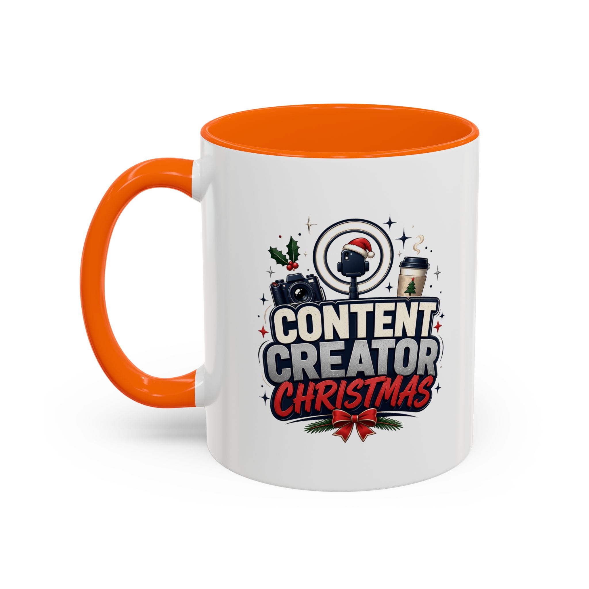 Modern Day Christmas Content Creator Christmas Accent Coffee Mug — Holiday Social Media Gifts (11/15oz)
