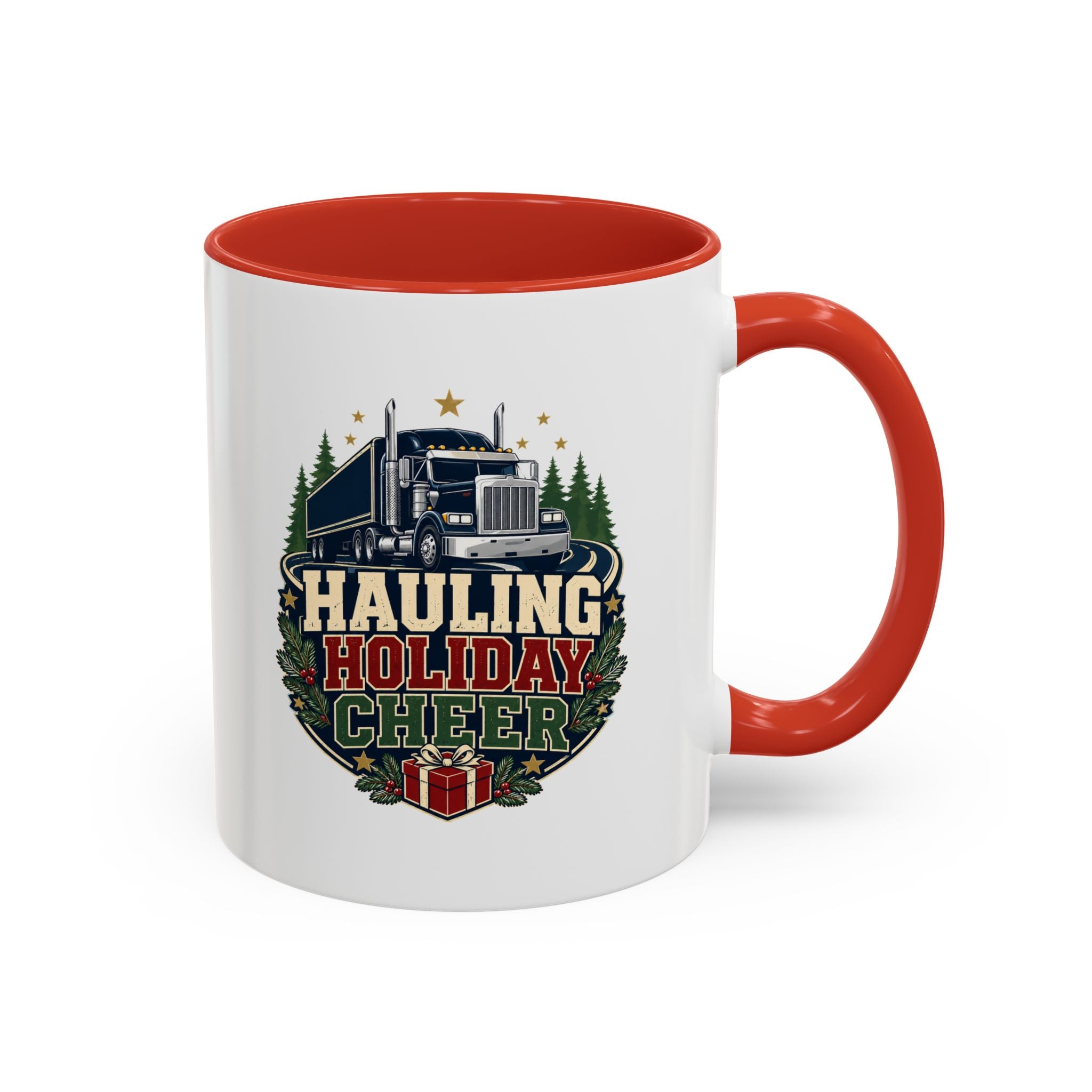 Modern Day Christmas Hauling Holiday Cheer Coffee Mug