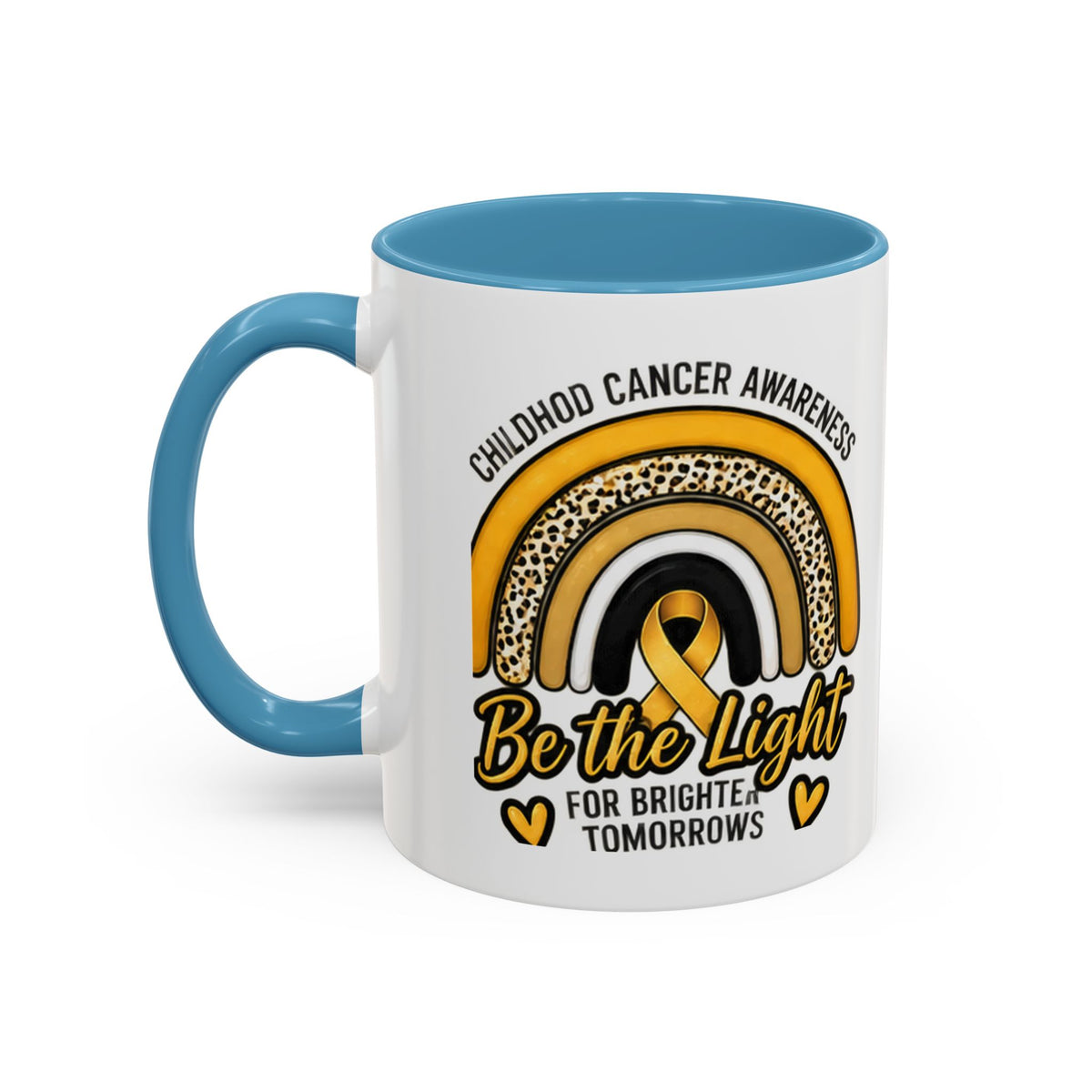 Childhood Cancer Awareness Accent Coffee Mug — "Be the Light" 11/15oz