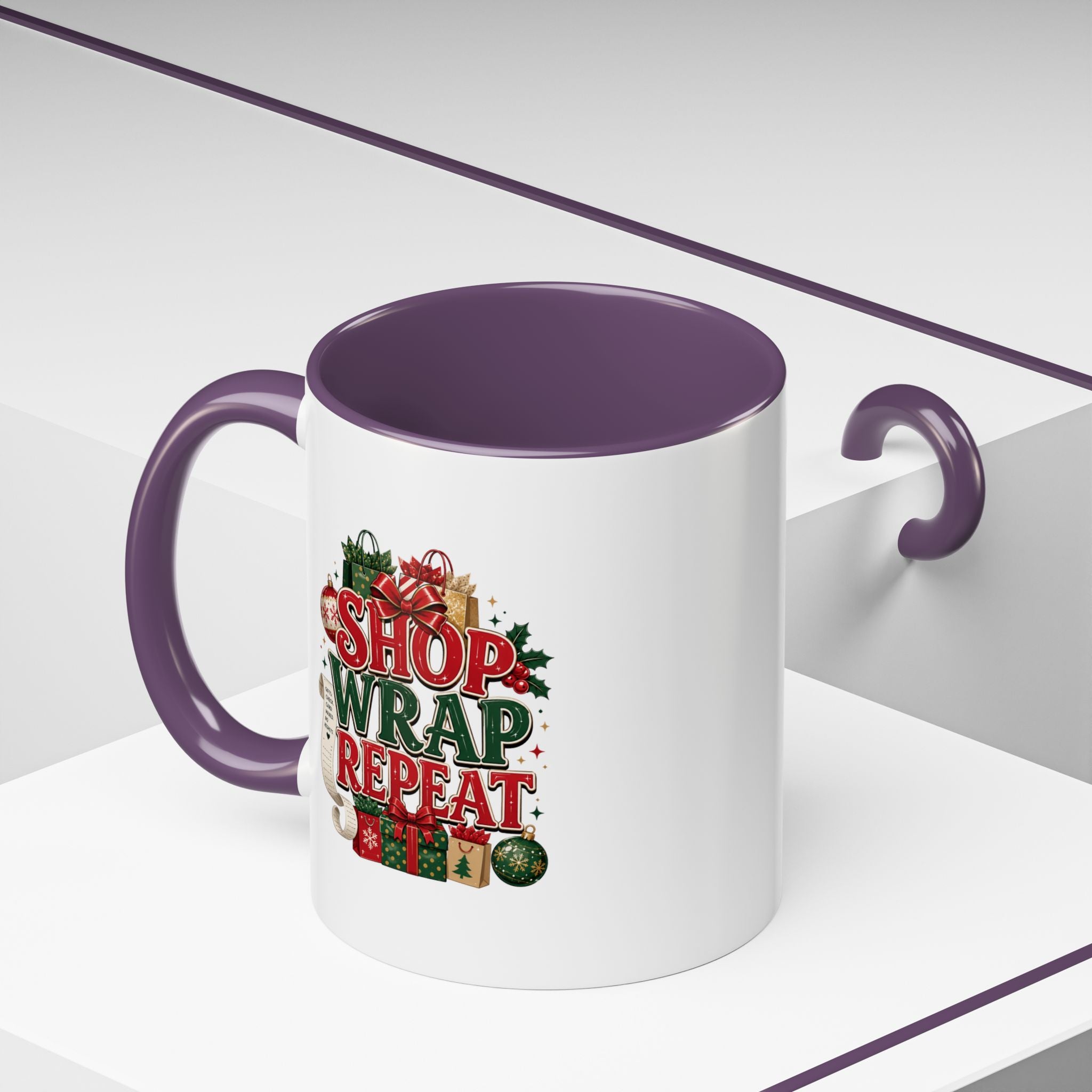 Shop Wrap Repeat Christmas Accent Coffee Mug