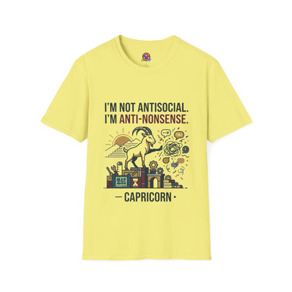 Capricorn T-Shirt — "I'm Not Antisocial, I'm Anti-Nonsense" Zodiac Tee