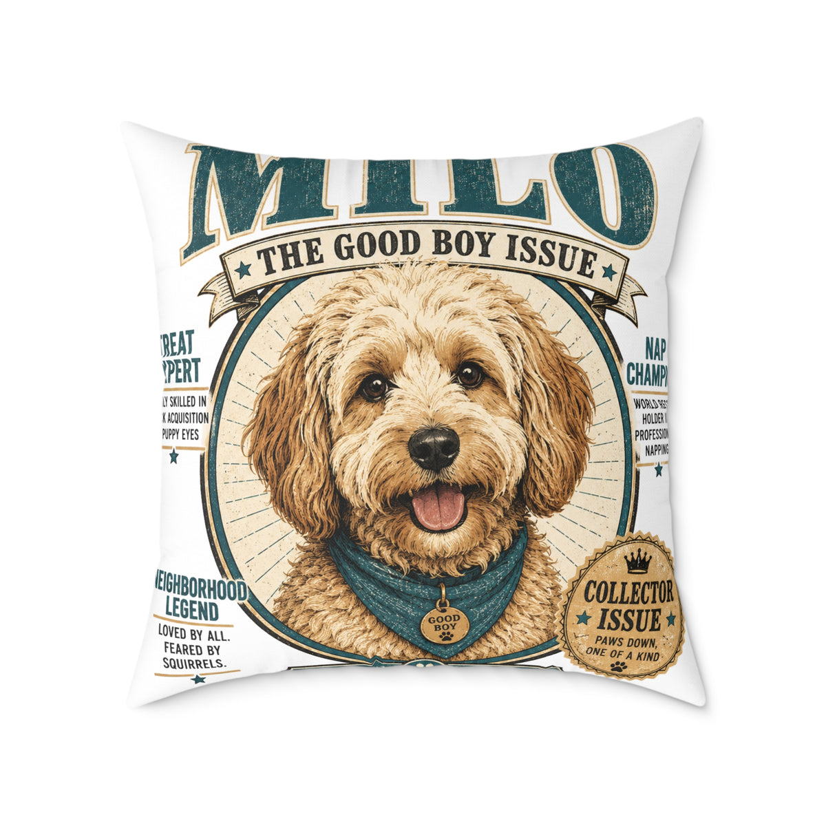 Milo "The Good Boy Issue" Decorative Pillow  Milo Bailey Dog Dad Mom