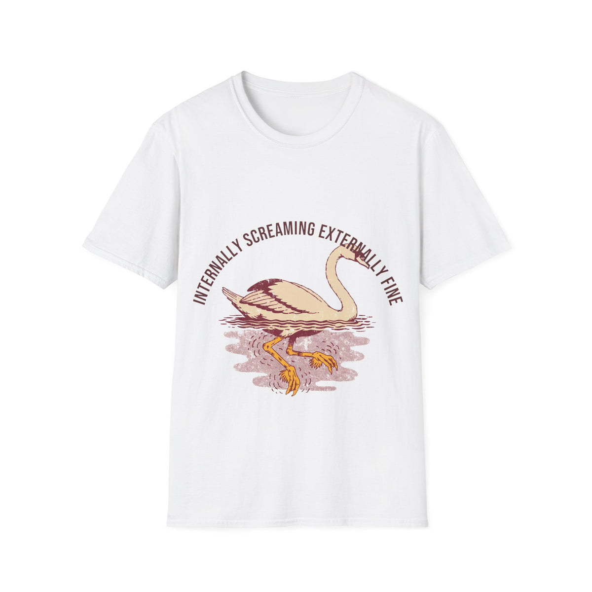 "Internally Screaming Externally Fine" Flamingo Graphic Tee - Funny Anxious Animal White T-Shirt - Trending Now - September 2026