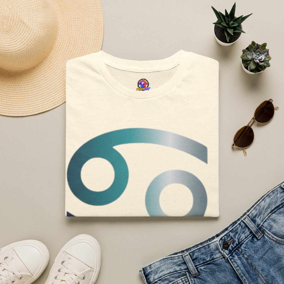 Cancer Zodiac T‑Shirt — Dripping Gradient Astrology Tee (Cancer Symbol)