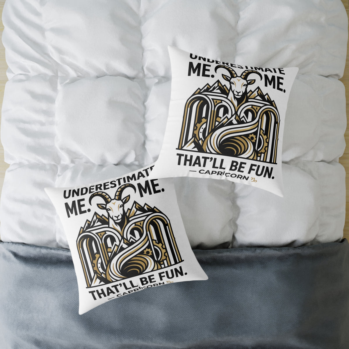 Capricorn Goat Throw Pillow — "Underestimate Me That'll Be Fun" Zodiac Decor
