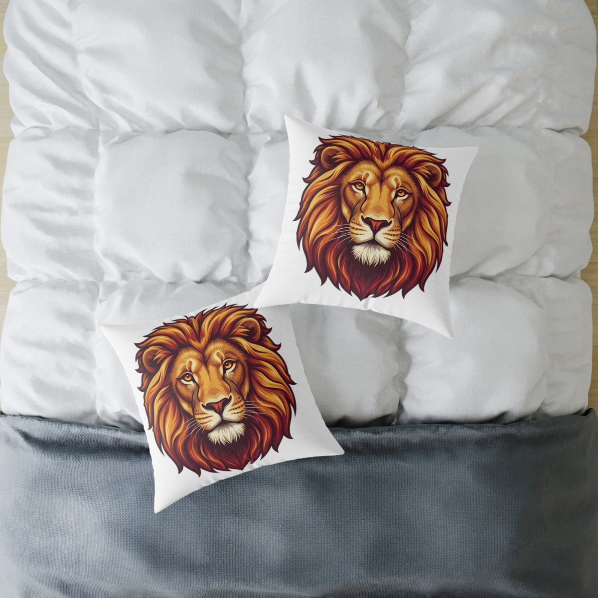 Leo Zodiac Lion Head Astrological Square Poly Canvas Pillow