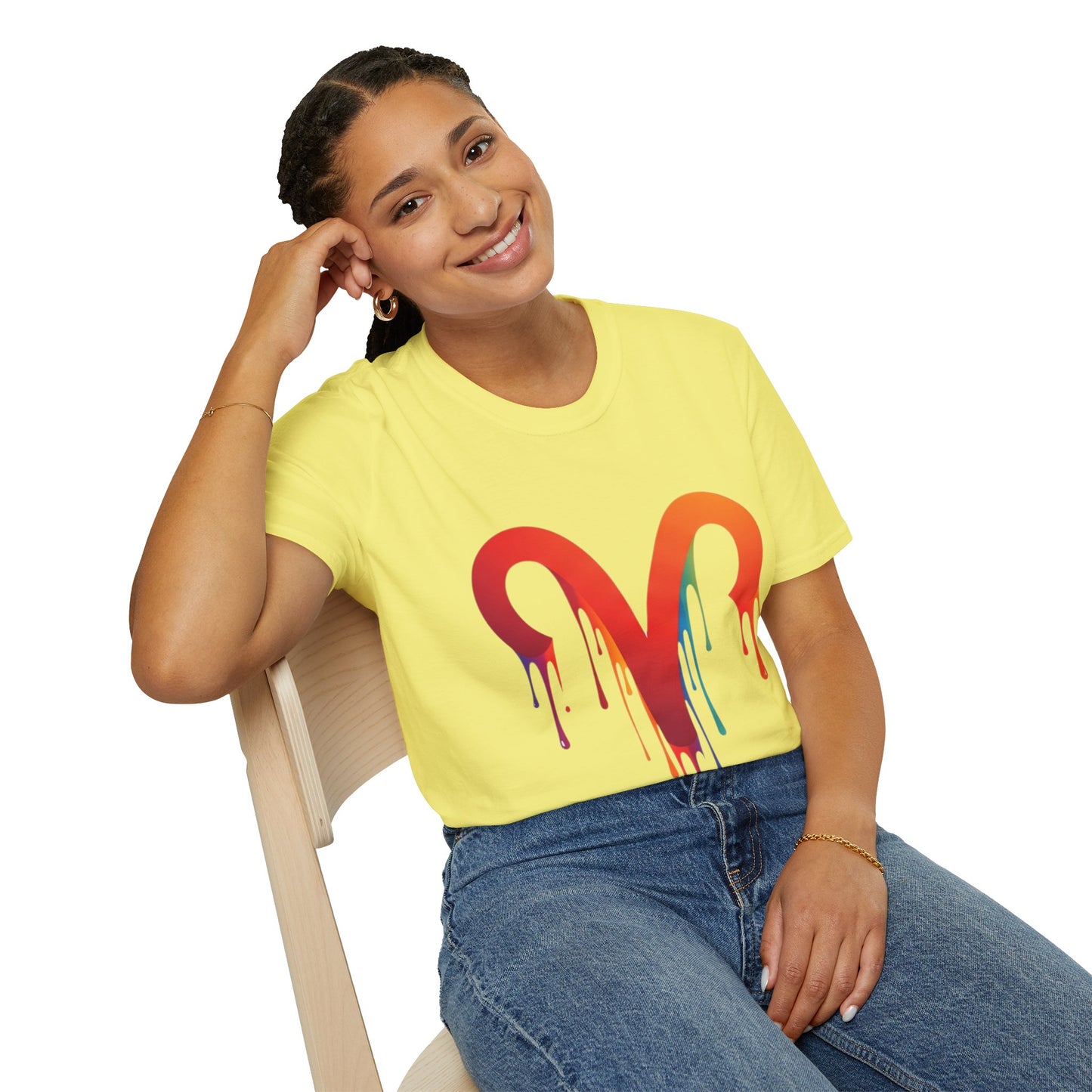 Aries Rainbow Drip T-Shirt — Colorful Dripping Zodiac Graphic Tee