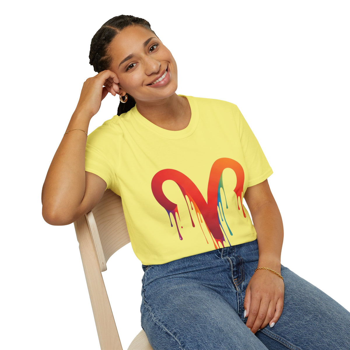 Aries Rainbow Drip T-Shirt — Colorful Dripping Zodiac Graphic Tee