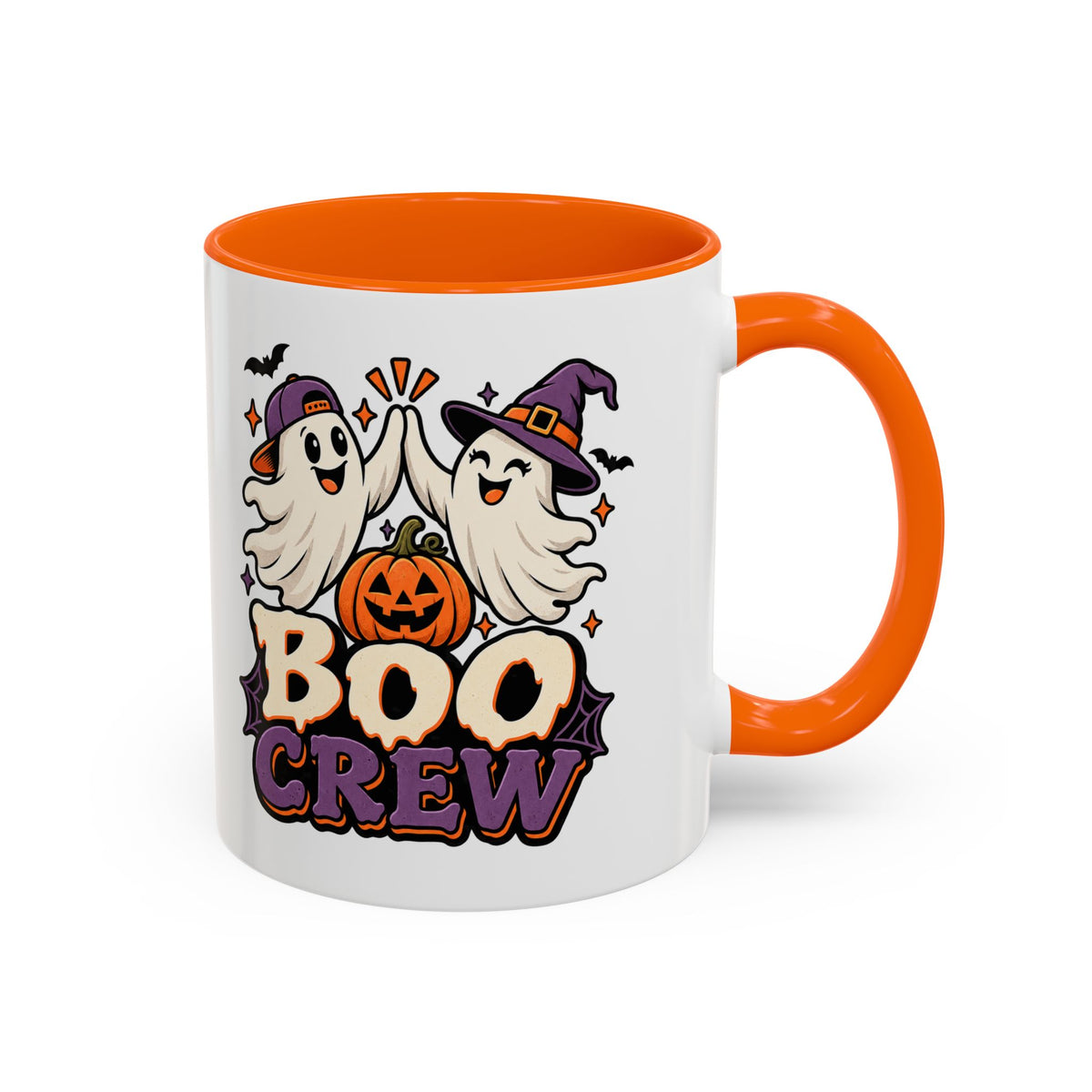 Boo Crew Halloween Accent Coffee Mug — Cute Ghosts & Jack-O'-Lantern Design (11/15 oz)