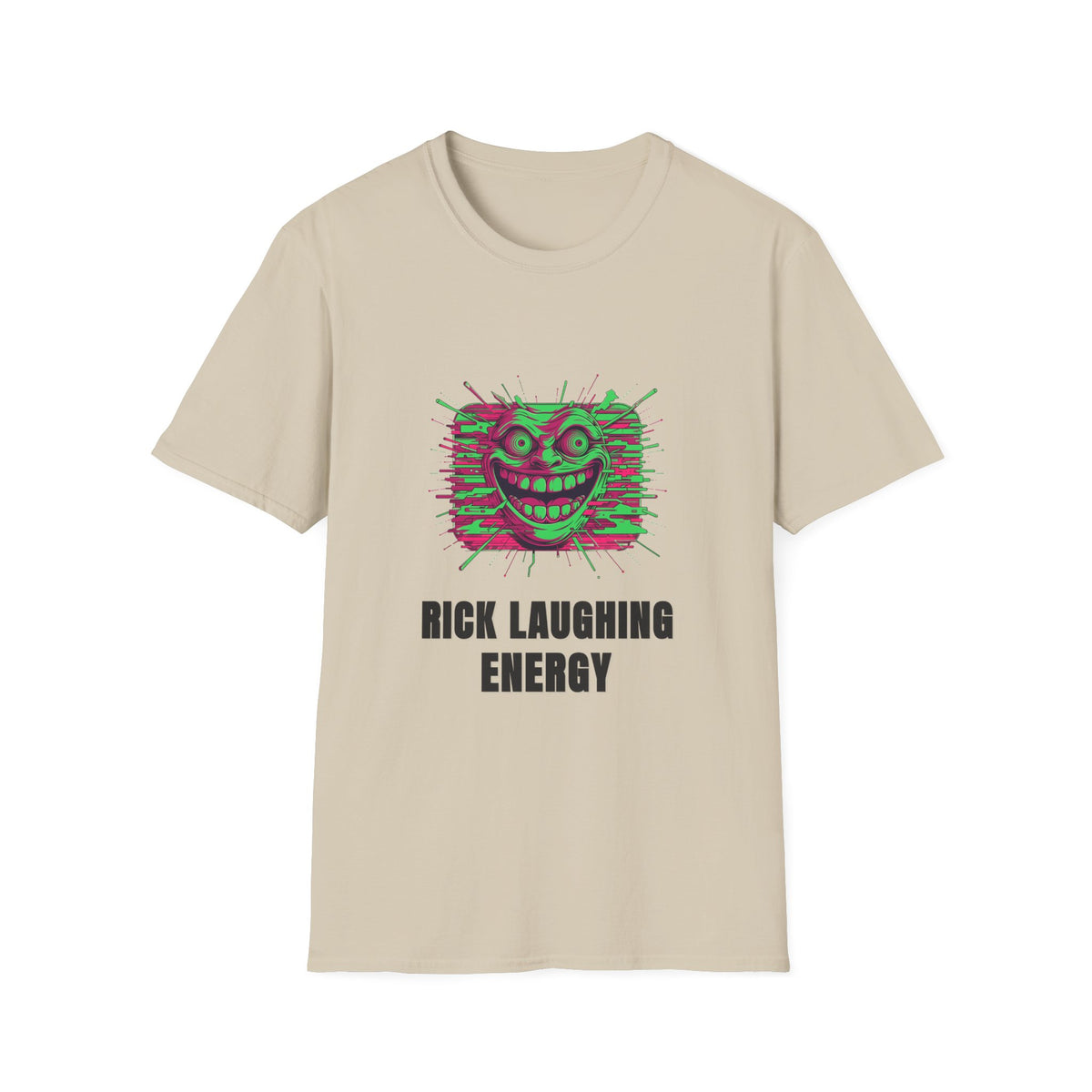 T-Shirt — 'Rick Laughing Energy' Neon Glitch Graphic - Trending Now - August 2026