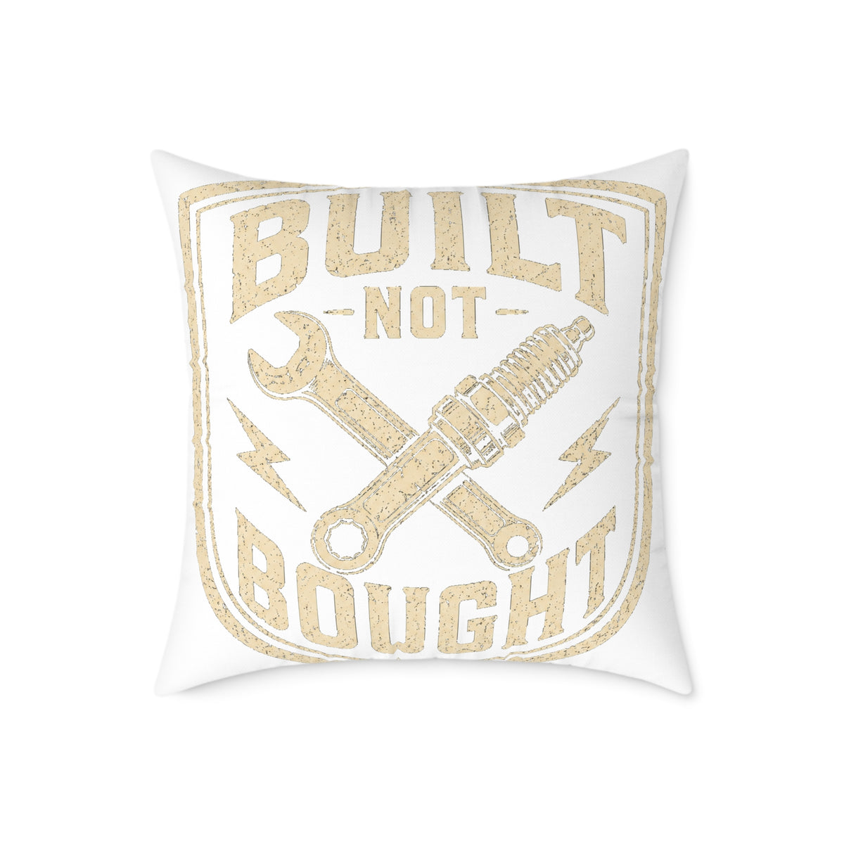 Built Not Bought Square Pillow Milo Bailey Dog Dad Mom — Mechanic Workshop Decor Accent