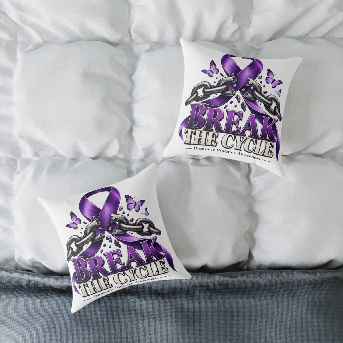 Break the Cycle Awareness Pillow — Purple Ribbon Domestic Violence Support