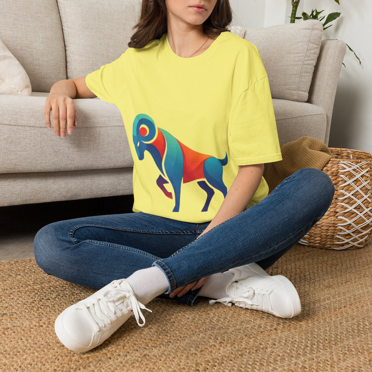 Ram Graphic T-Shirt — Colorful Geometric Sheep/Goat Art