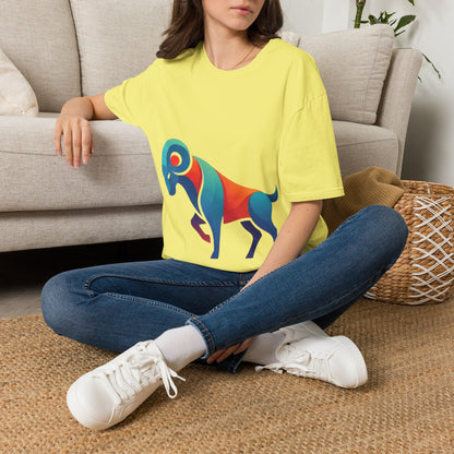 Ram Graphic T-Shirt — Colorful Geometric Sheep/Goat Art